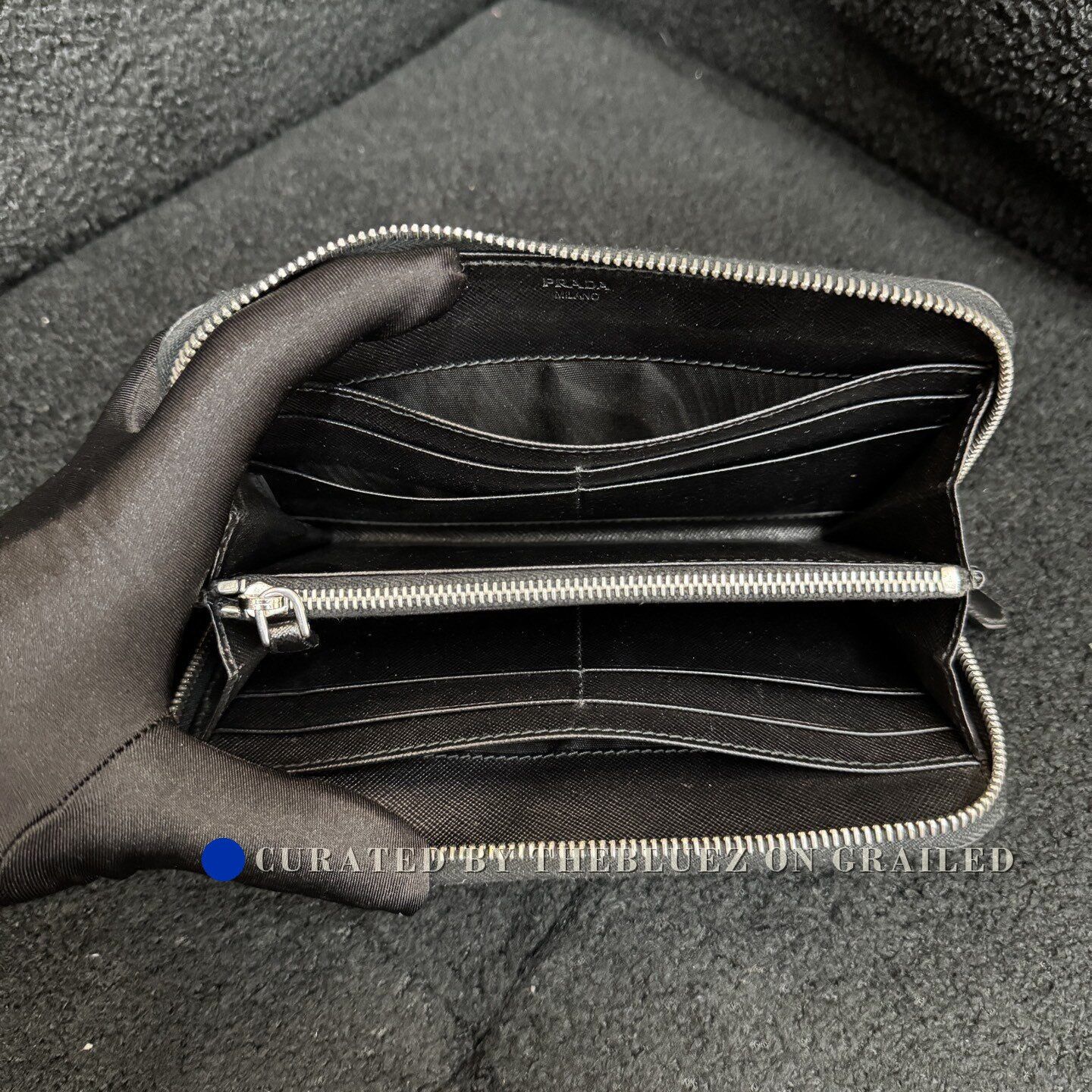 Prada PRADA Long Triangle Steel Logo Black Wallet Size ONE SIZE - 3 Thumbnail