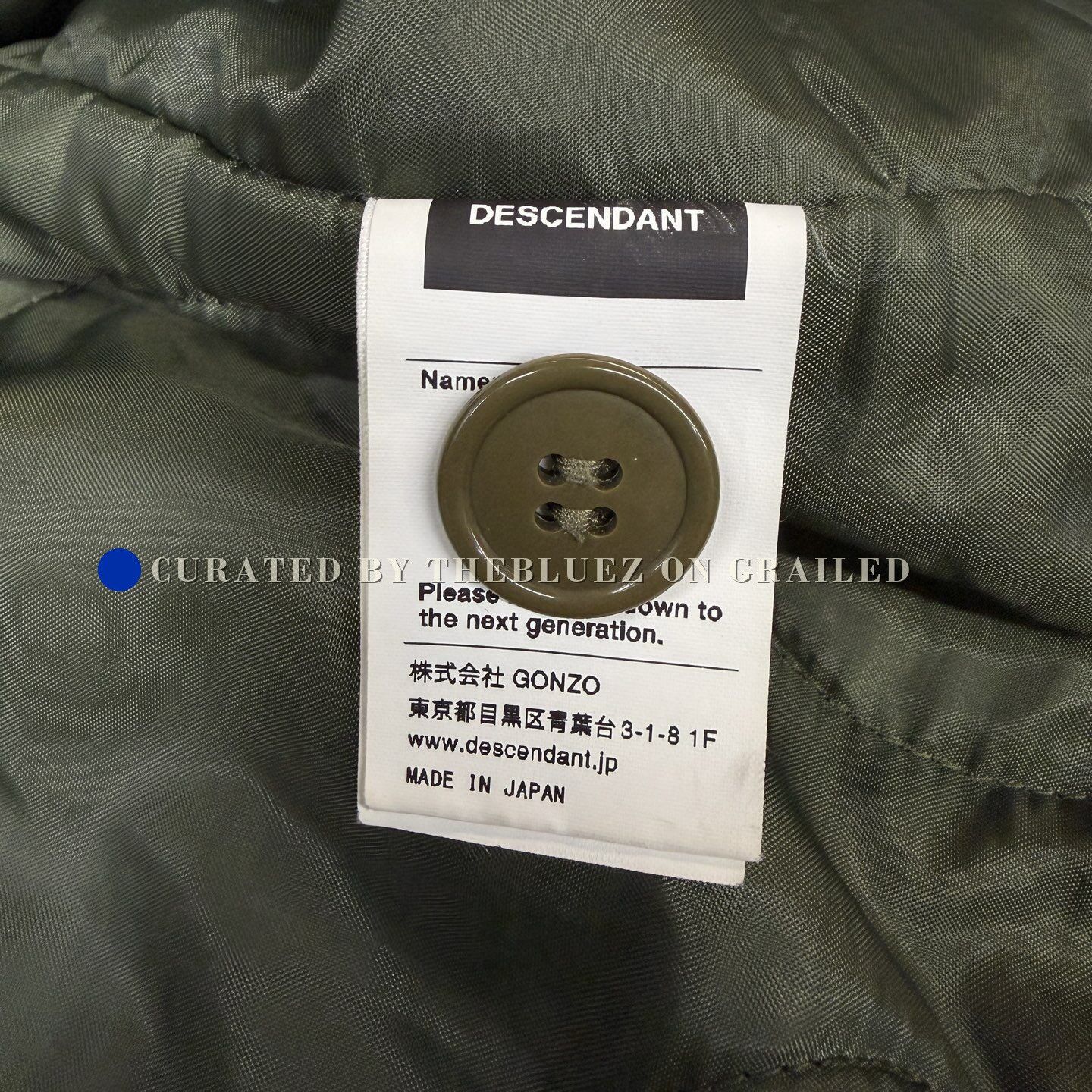 Descendant DESCENDANT Cotton Padded Washed Green Jacket Size US L / EU 52-54 / 3 - 5 Thumbnail