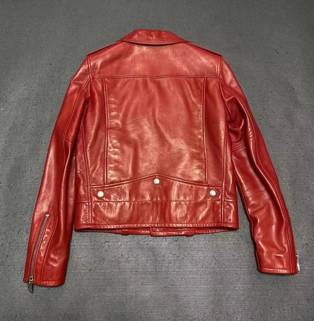 Hedi Slimane Saint Laurent SLP L01 Red Leather Jacket Size S / US 4 / IT 40 - 2 Thumbnail
