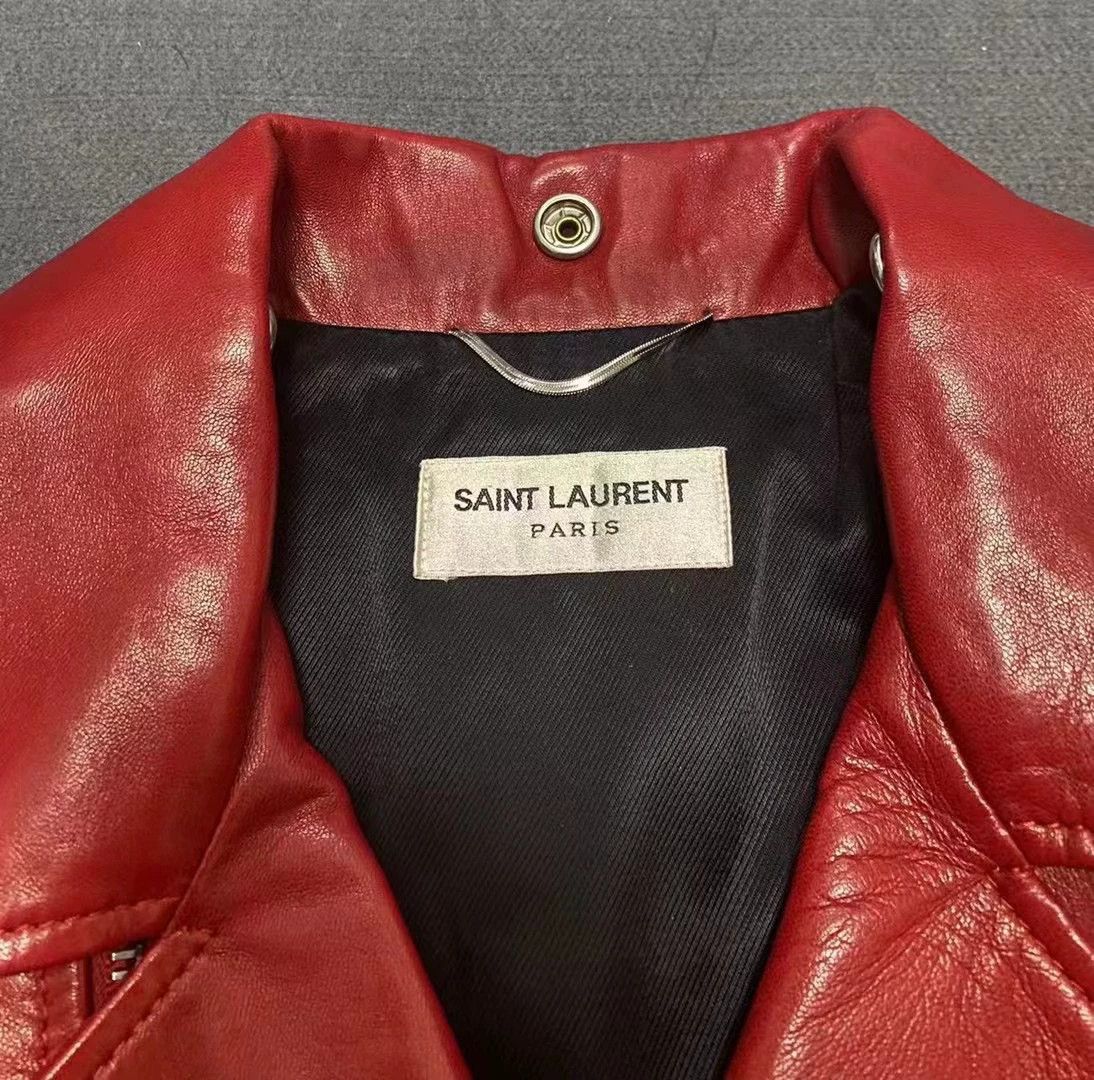 Hedi Slimane Saint Laurent SLP L01 Red Leather Jacket Size S / US 4 / IT 40 - 5 Thumbnail