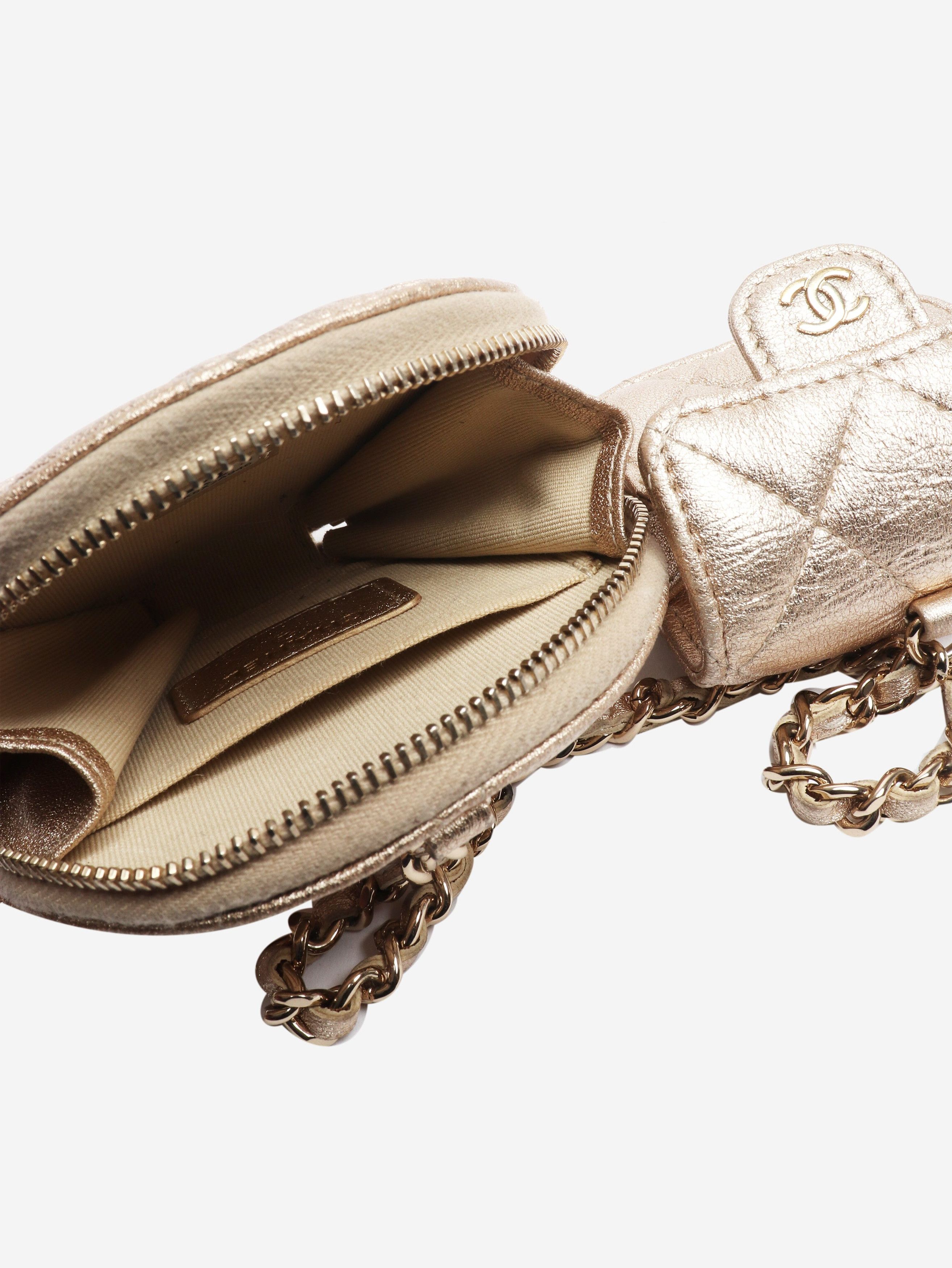 Chanel Gold metallic quilted lambskin pouch and Airpod case Size ONE SIZE - 3 Thumbnail