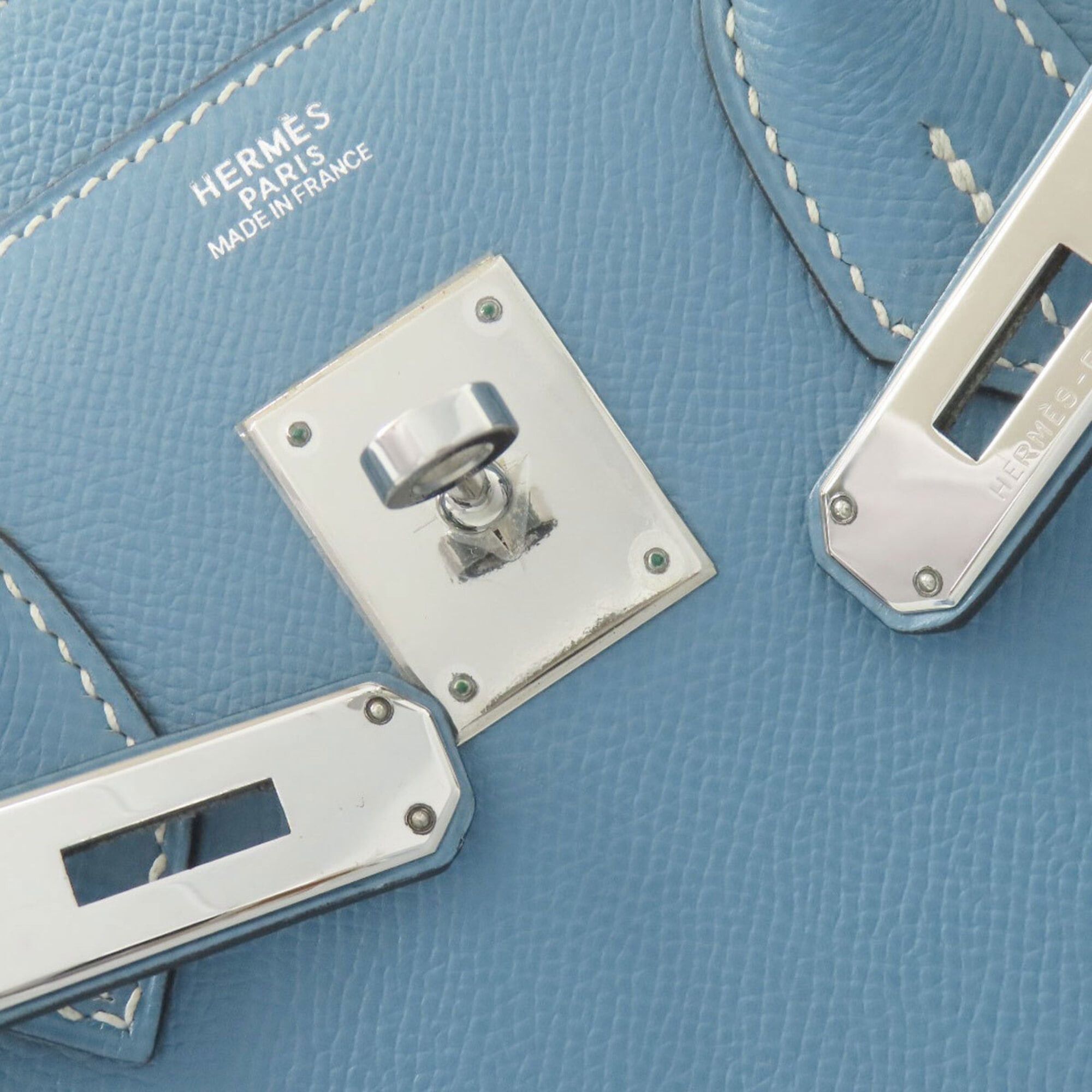 Hermes Hermes Birkin 30 Blue Jean Silver Hardware Handbag Epsom Leather Women's HERMES Size ONE SIZE - 21 Thumbnail