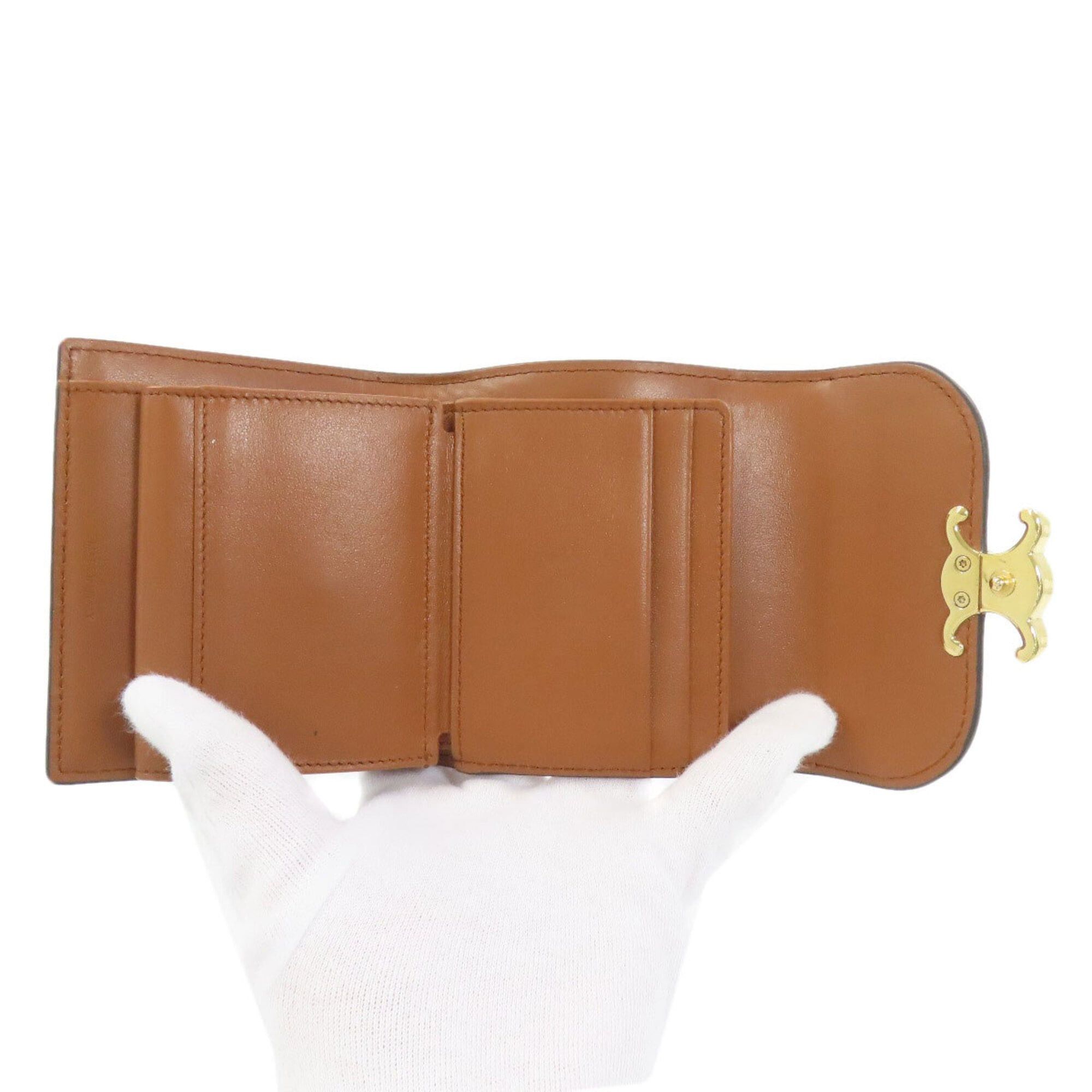 Celine Celine Small Flap Wallet Triomphe Bi-fold (with coin purse) Canvas/Leather Women's CELINE Size ONE SIZE - 4 Thumbnail