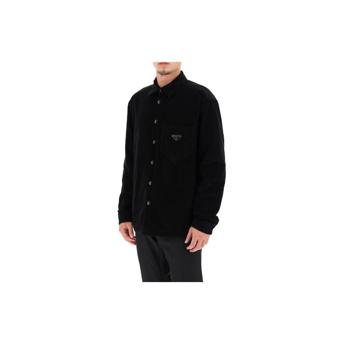 Prada Prada Velvet Logo Plaque Shirt Size M Size US M / EU 48-50 / 2 - 7 Thumbnail