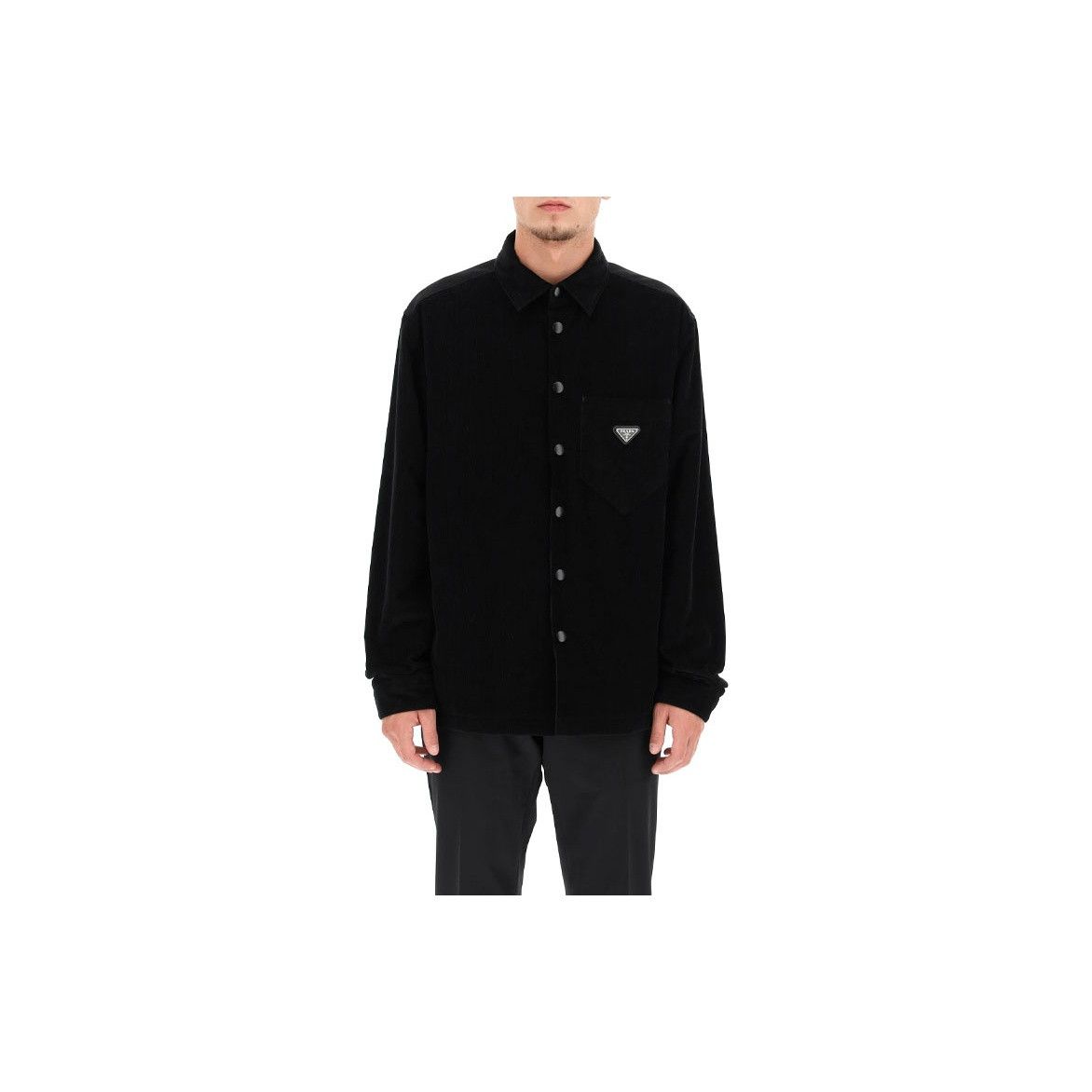 Prada Prada Velvet Logo Plaque Shirt Size M Size US M / EU 48-50 / 2 - 5 Thumbnail