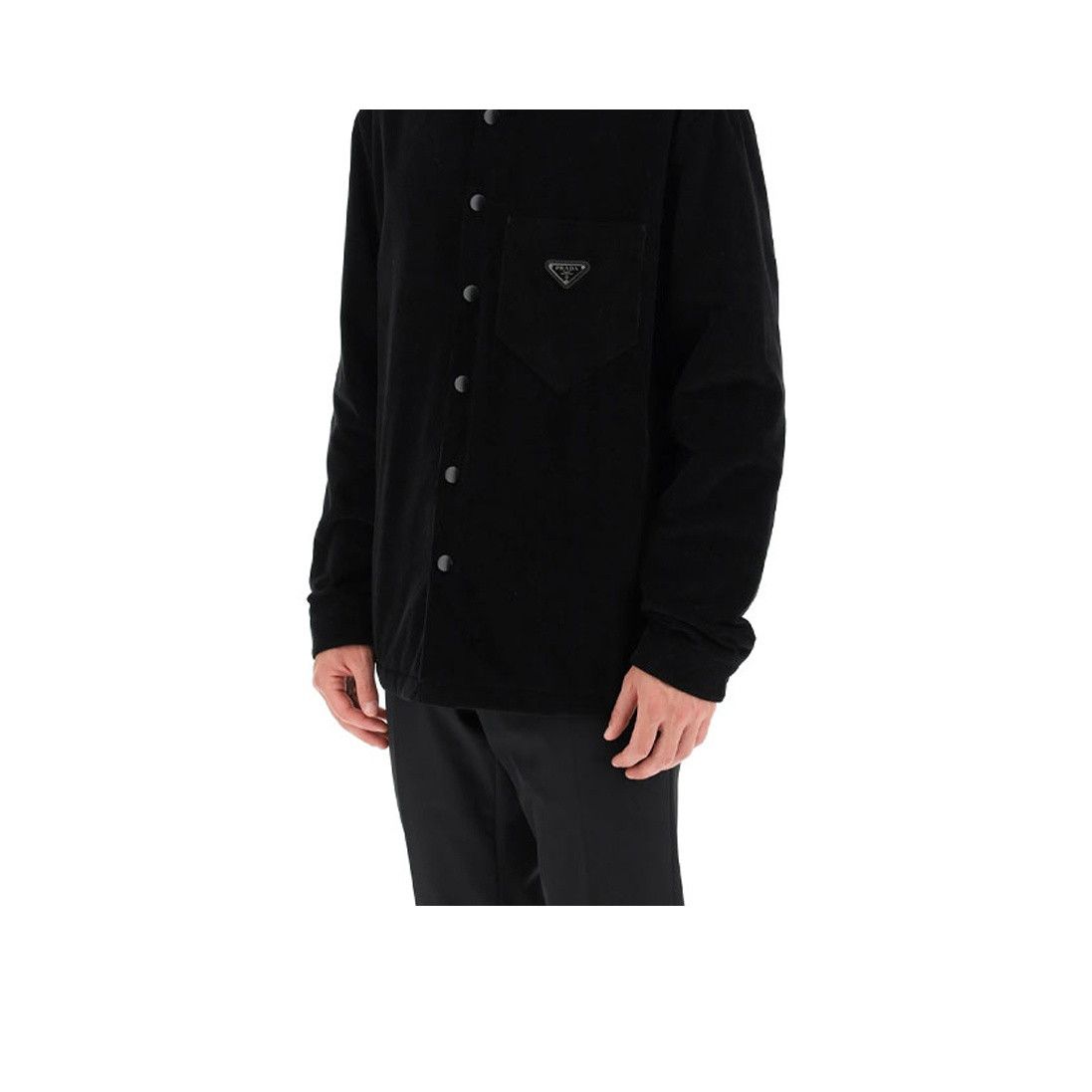 Prada Prada Velvet Logo Plaque Shirt Size M Size US M / EU 48-50 / 2 - 8 Thumbnail