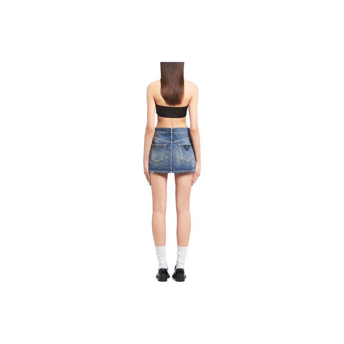 Prada Prada 2021 Logo Denim Mini Skirt Size 38 Size 26" / US 2 / IT 38 - 12 Thumbnail