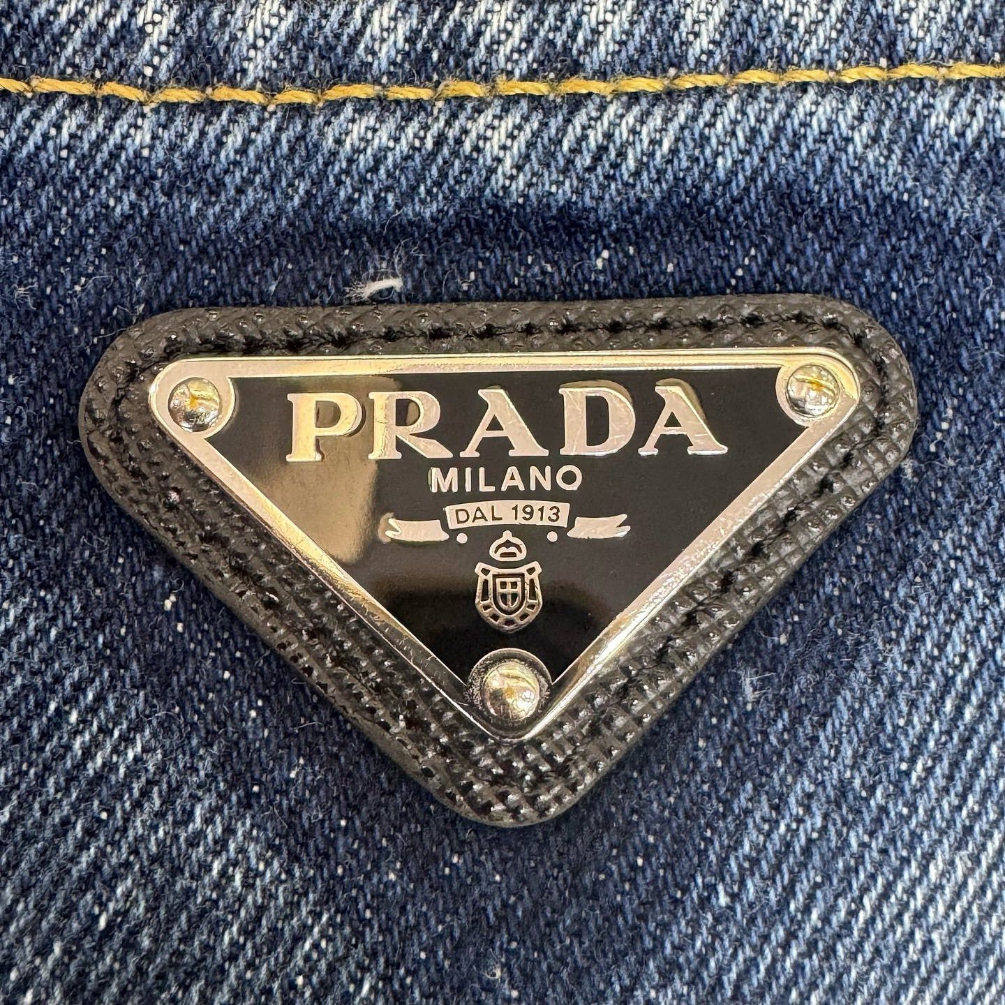 Prada Prada 2021 Logo Denim Mini Skirt Size 38 Size 26" / US 2 / IT 38 - 10 Thumbnail