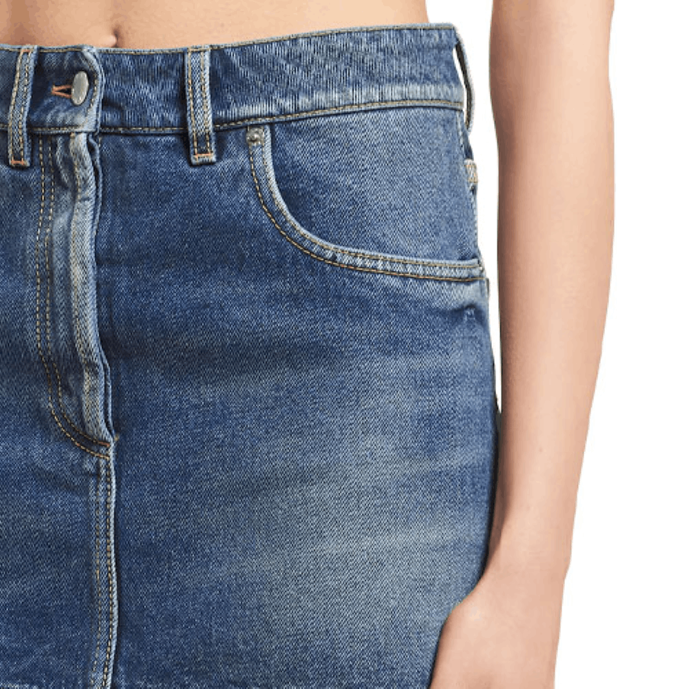 Prada Prada 2021 Logo Denim Mini Skirt Size 38 Size 26" / US 2 / IT 38 - 14 Thumbnail