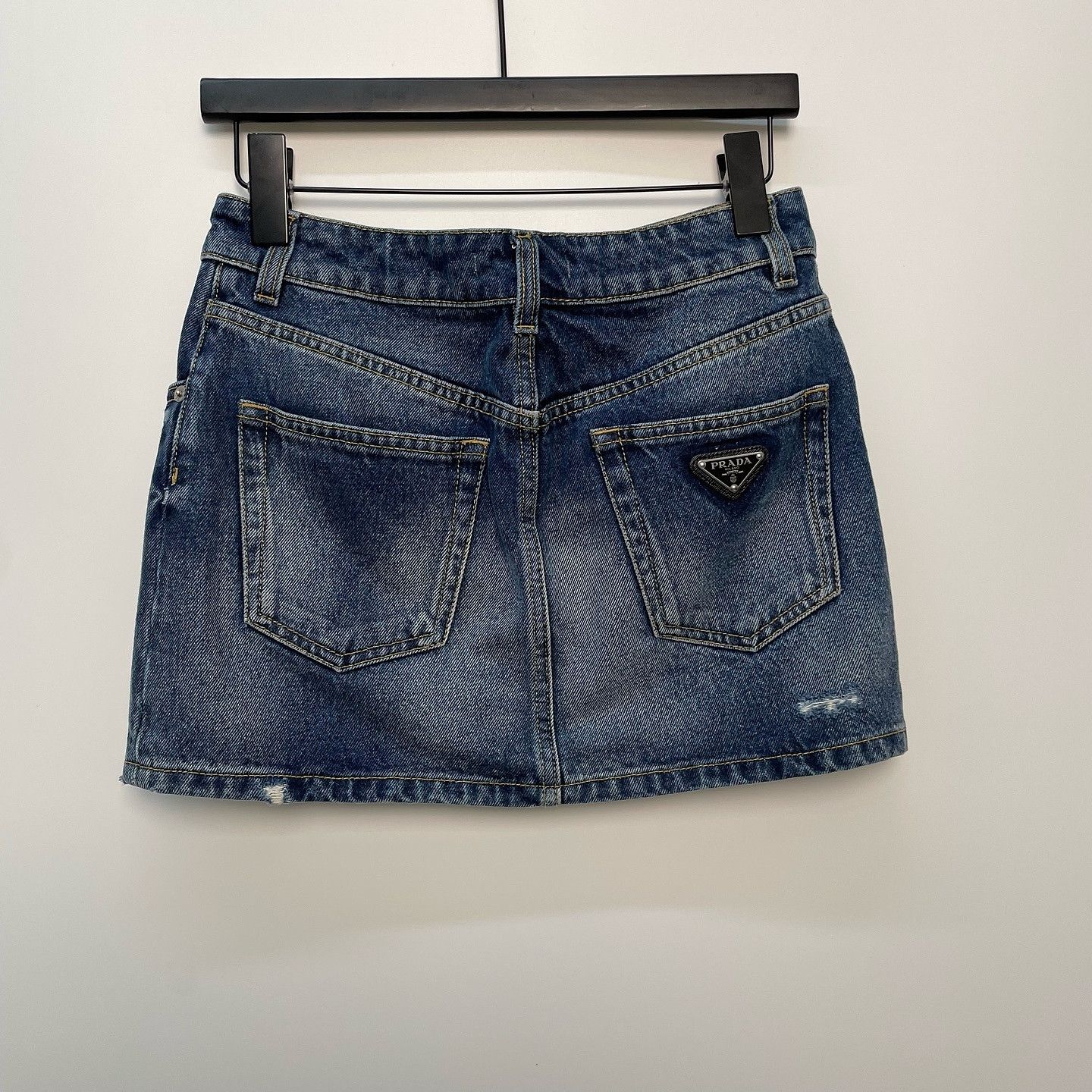 Prada Prada 2021 Logo Denim Mini Skirt Size 38 Size 26" / US 2 / IT 38 - 2 Thumbnail