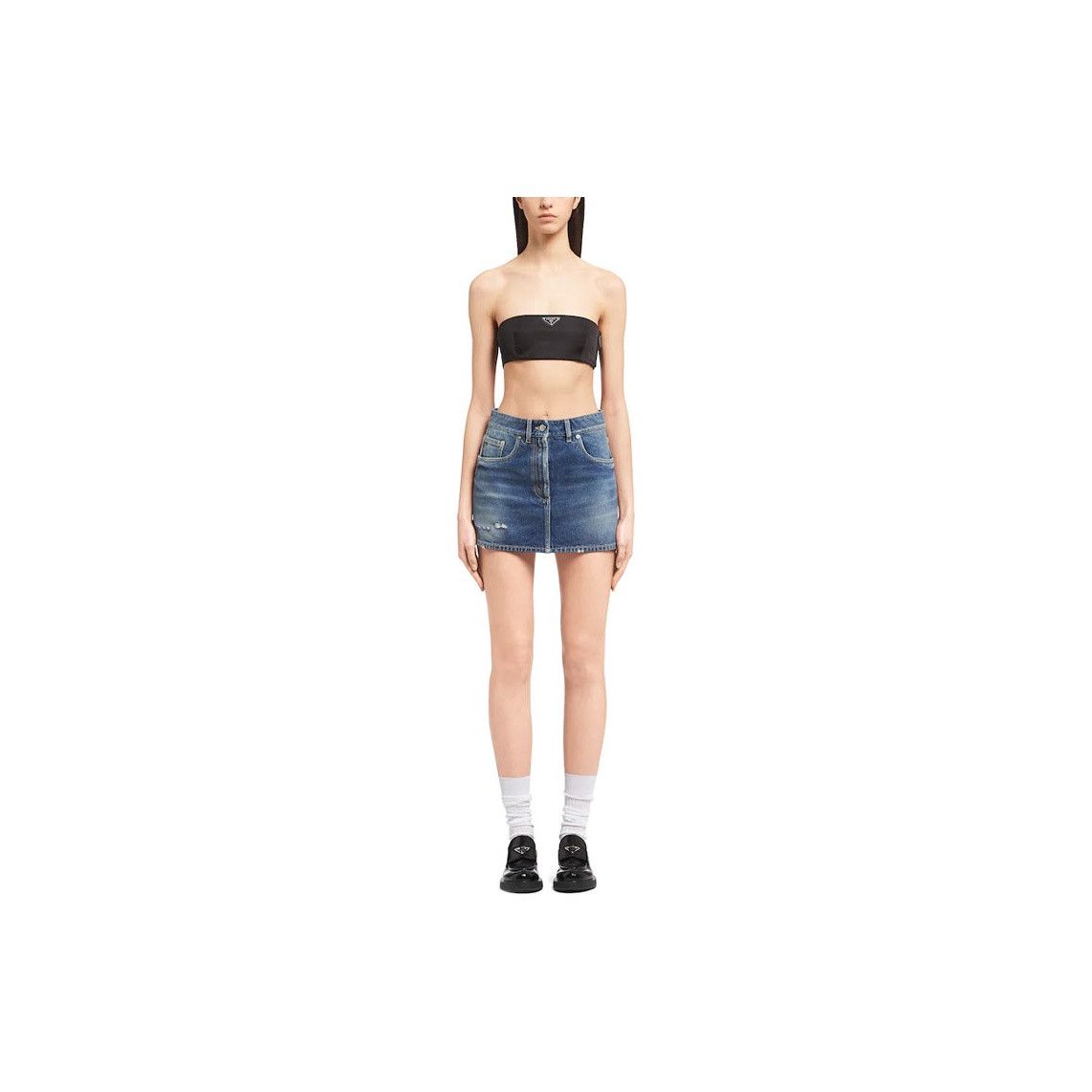 Prada Prada 2021 Logo Denim Mini Skirt Size 38 Size 26" / US 2 / IT 38 - 11 Thumbnail
