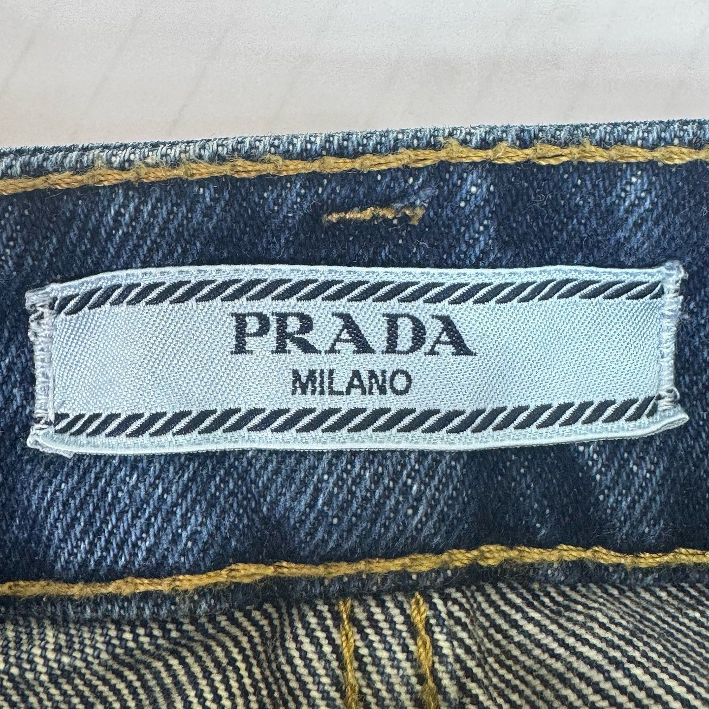 Prada Prada 2021 Logo Denim Mini Skirt Size 38 Size 26" / US 2 / IT 38 - 3 Thumbnail