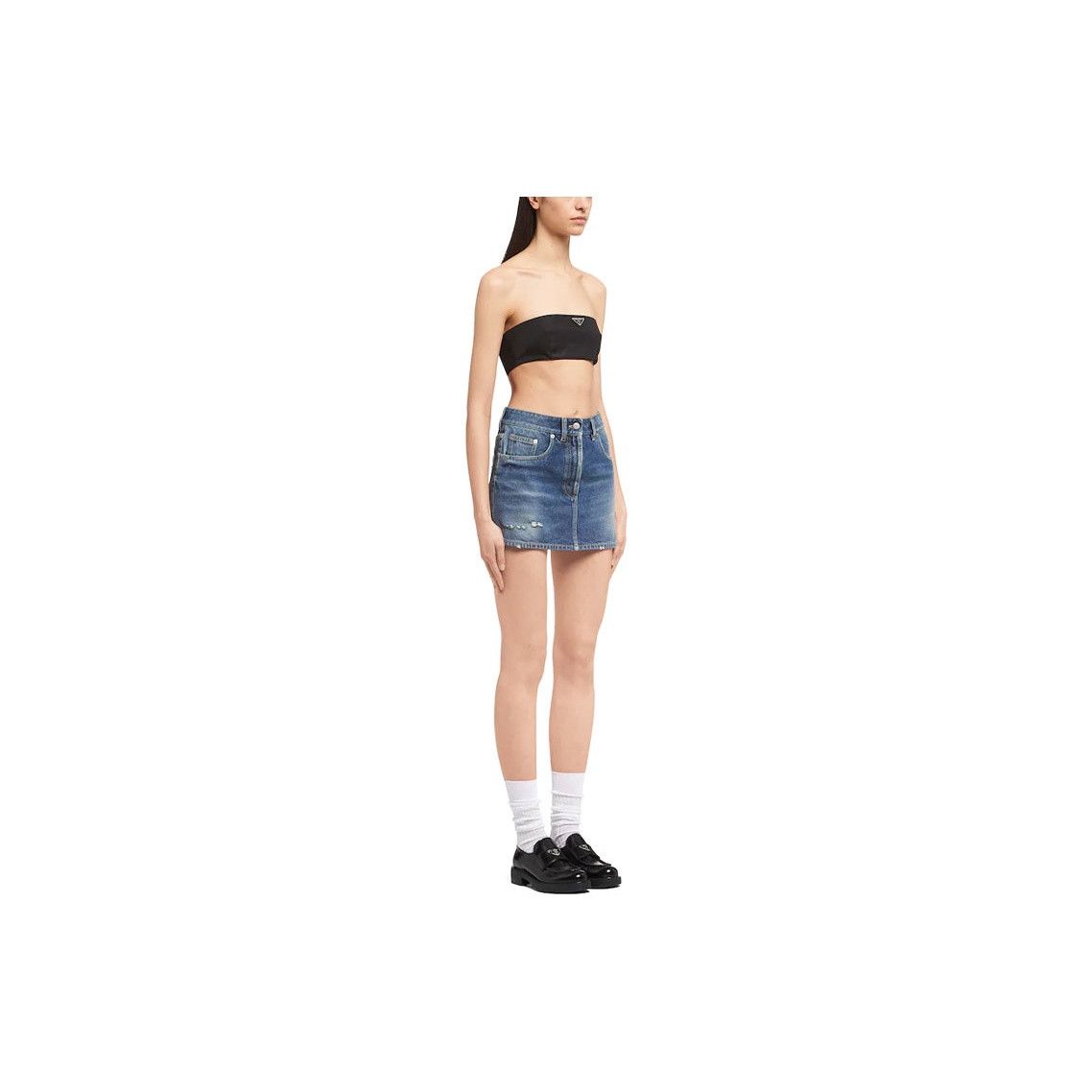 Prada Prada 2021 Logo Denim Mini Skirt Size 38 Size 26" / US 2 / IT 38 - 13 Thumbnail