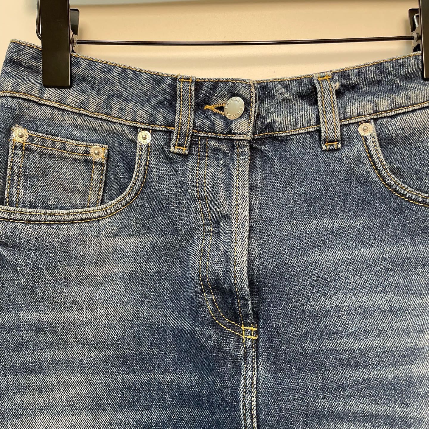 Prada Prada 2021 Logo Denim Mini Skirt Size 38 Size 26" / US 2 / IT 38 - 8 Thumbnail