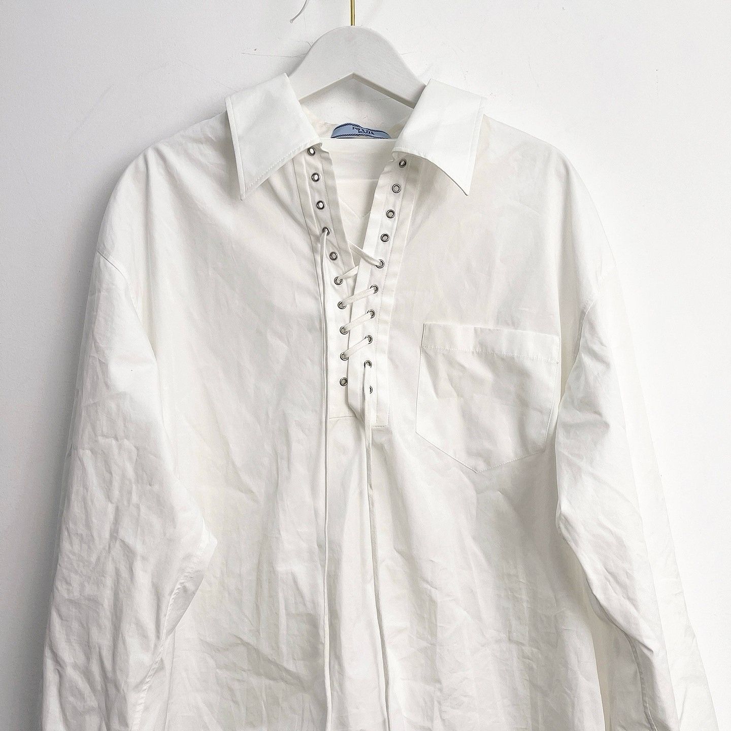 Prada Prada White Grommet Lace-Up Shirt Size 40 Size S / US 4 / IT 40 - 7 Thumbnail