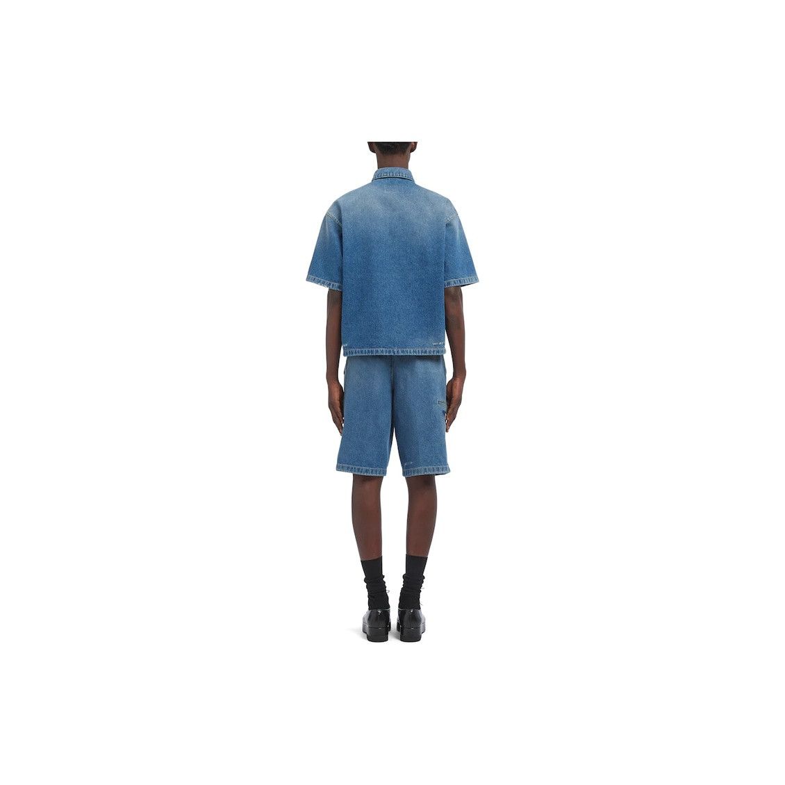 Prada Prada Logo Denim Short Sleeve Shirt Size L Size US L / EU 52-54 / 3 - 11 Thumbnail
