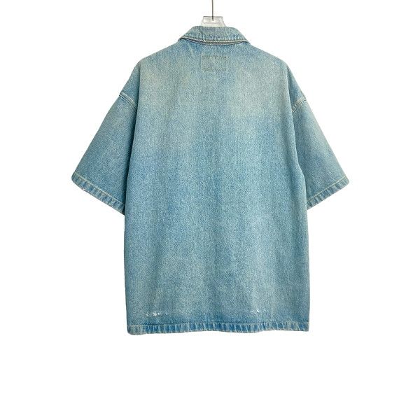 Prada Prada Logo Denim Short Sleeve Shirt Size L Size US L / EU 52-54 / 3 - 2 Thumbnail