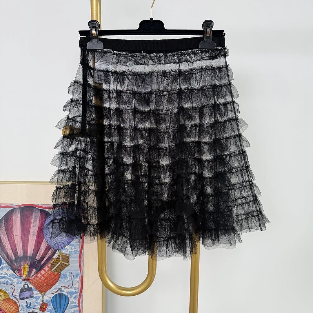Dior Dior Black Tulle Ruffle Skirt FR 38 Size 27" / US 4 / IT 40 - 2 Thumbnail