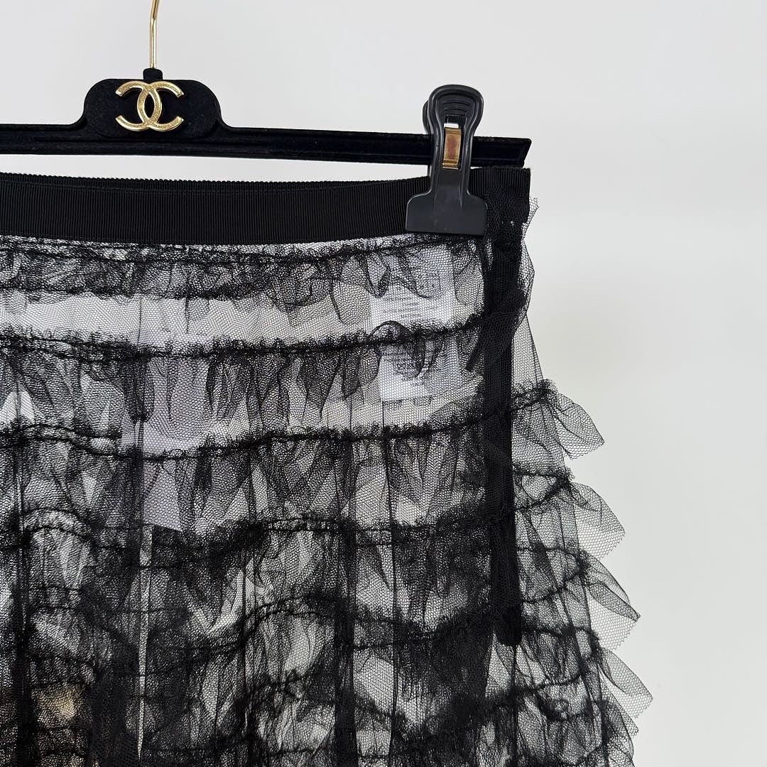 Dior Dior Black Tulle Ruffle Skirt FR 38 Size 27" / US 4 / IT 40 - 5 Thumbnail
