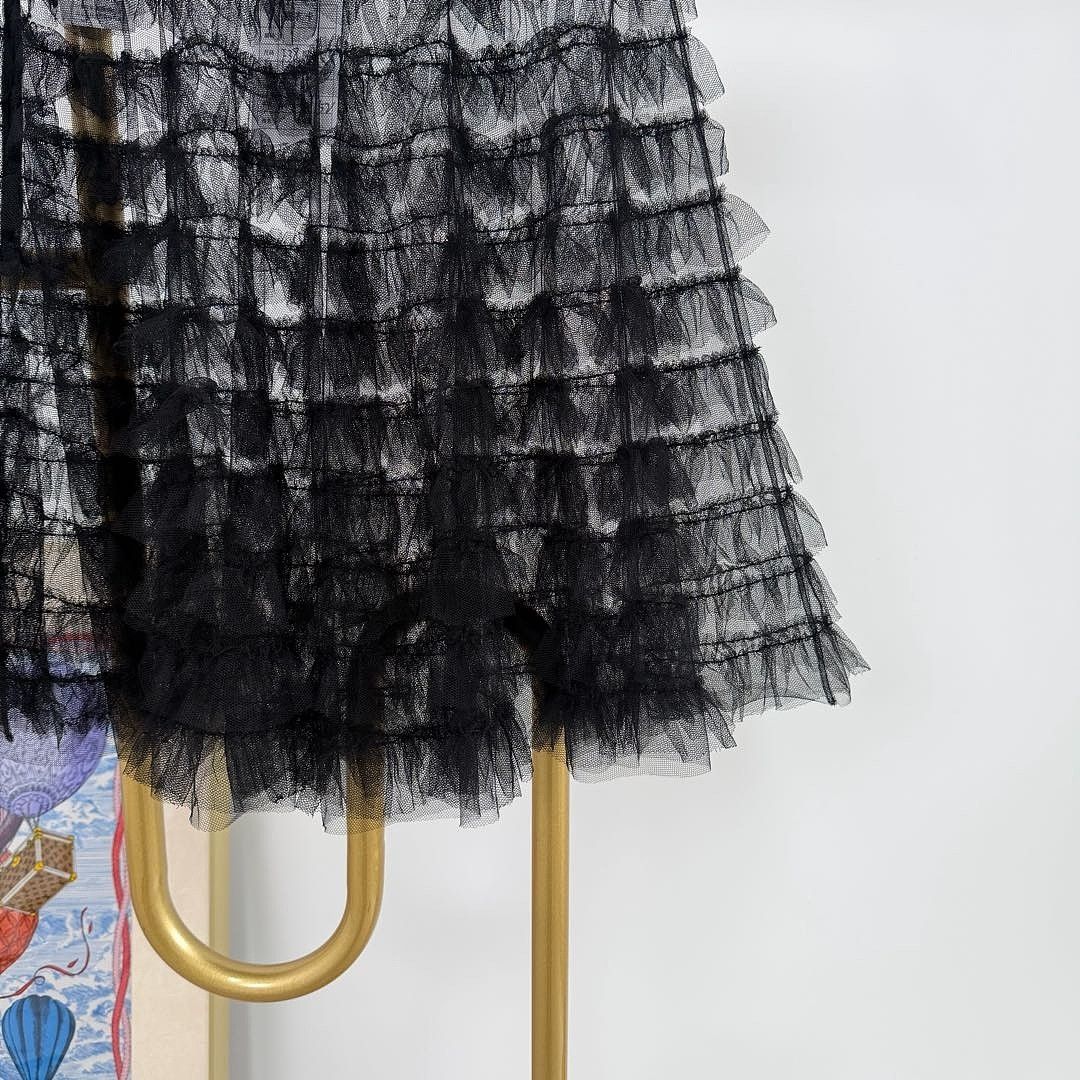 Dior Dior Black Tulle Ruffle Skirt FR 38 Size 27" / US 4 / IT 40 - 7 Thumbnail