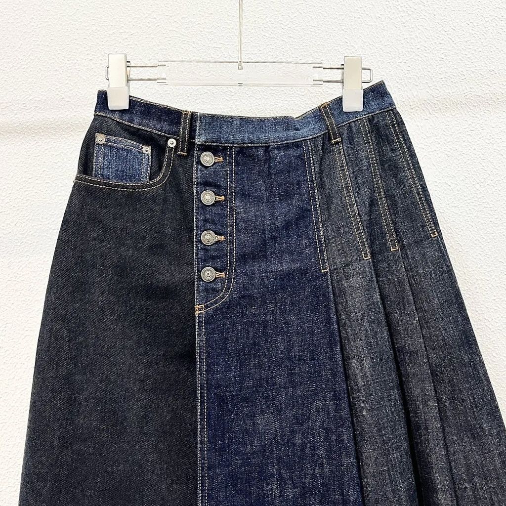 Dior Dior Paneled Denim Pleated Skirt Size 40 Size 27" / US 4 / IT 40 - 6 Thumbnail