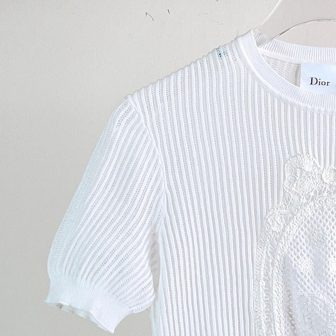 Dior Dior Lace Knit Short Sleeve Top Size 38 Size XS / US 0-2 / IT 36-38 - 5 Thumbnail