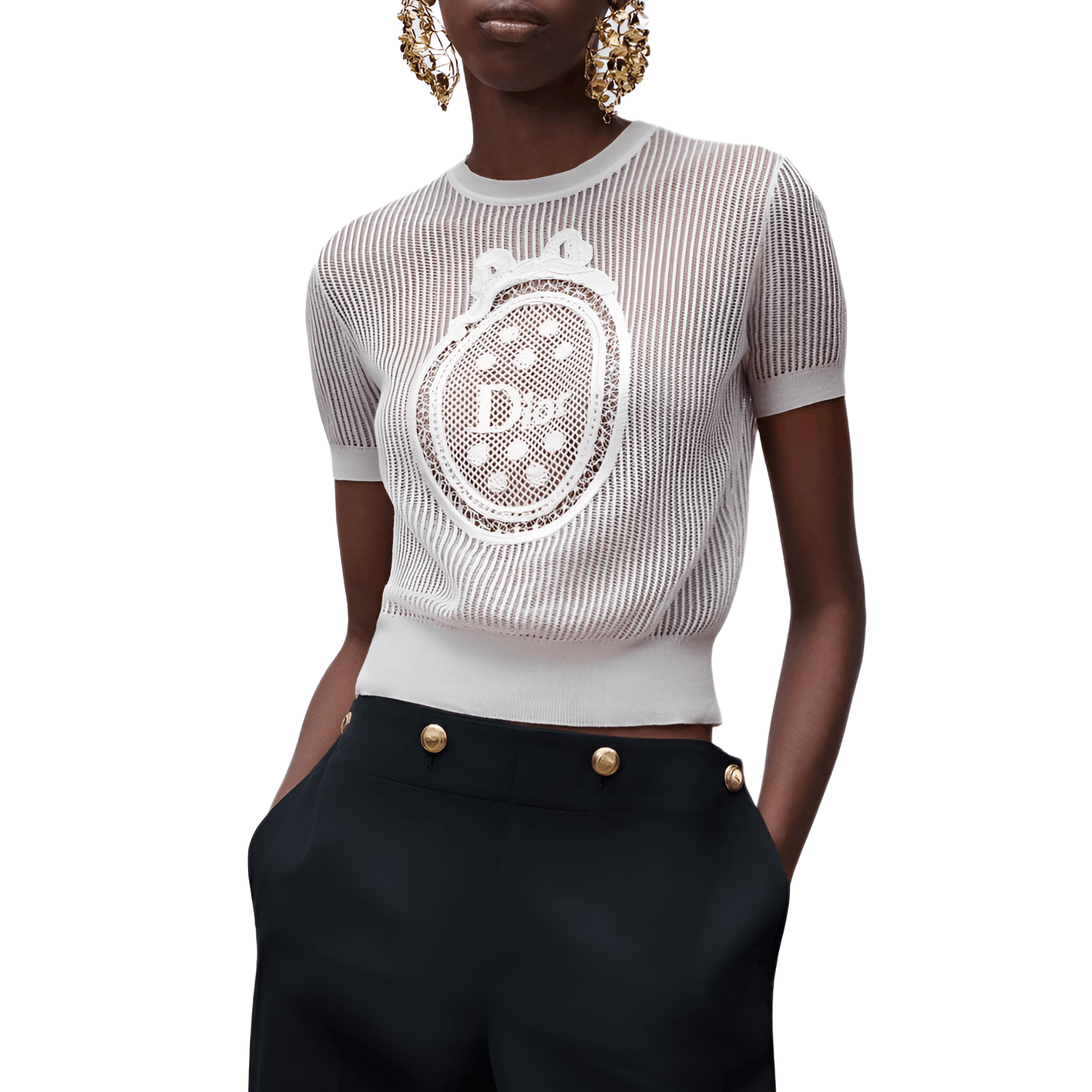 Dior Dior Lace Knit Short Sleeve Top Size 38 Size XS / US 0-2 / IT 36-38 - 7 Thumbnail