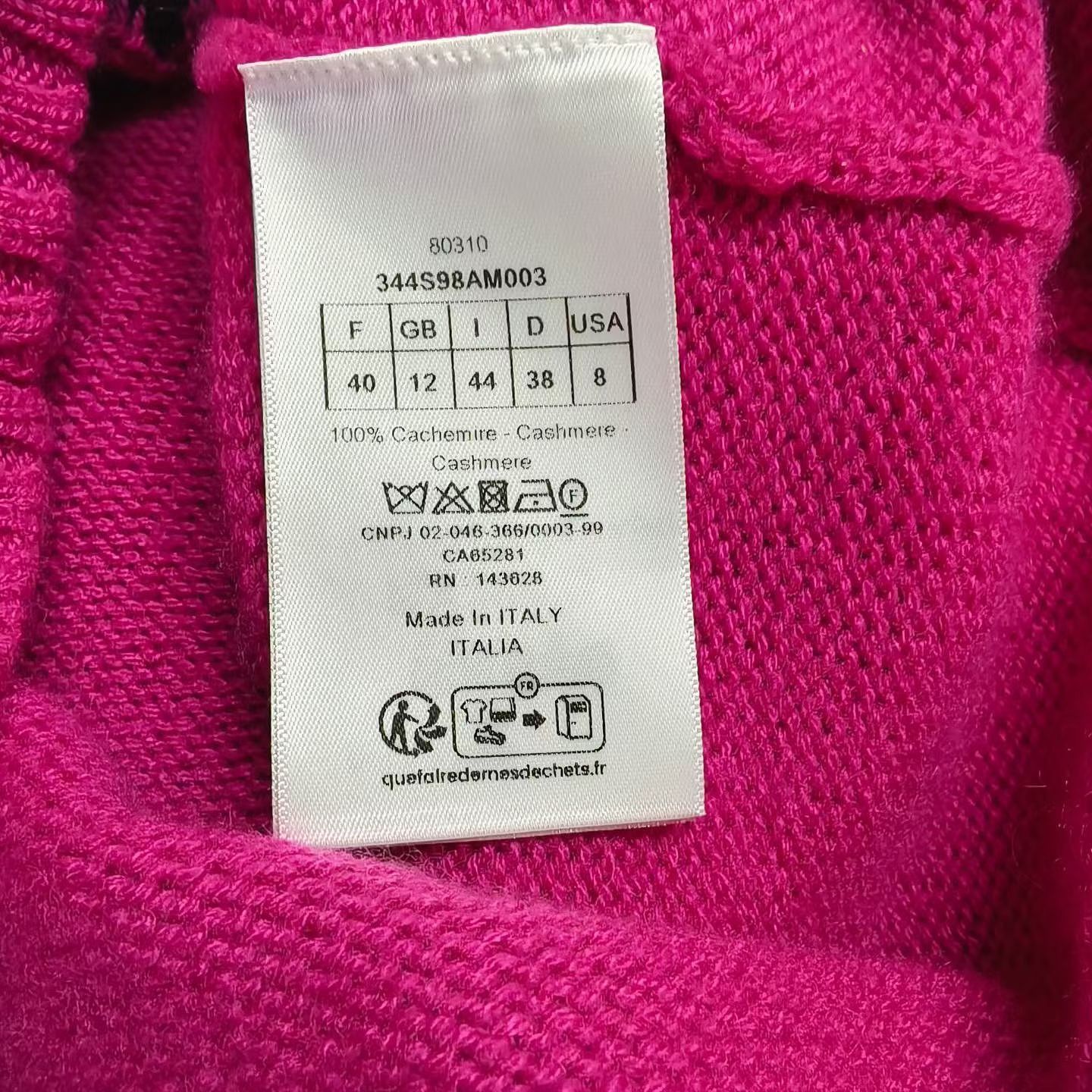 Dior Christian Dior Pink Cashmere Logo Short Sleeve Sweater 40 Size M / US 6-8 / IT 42-44 - 4 Thumbnail