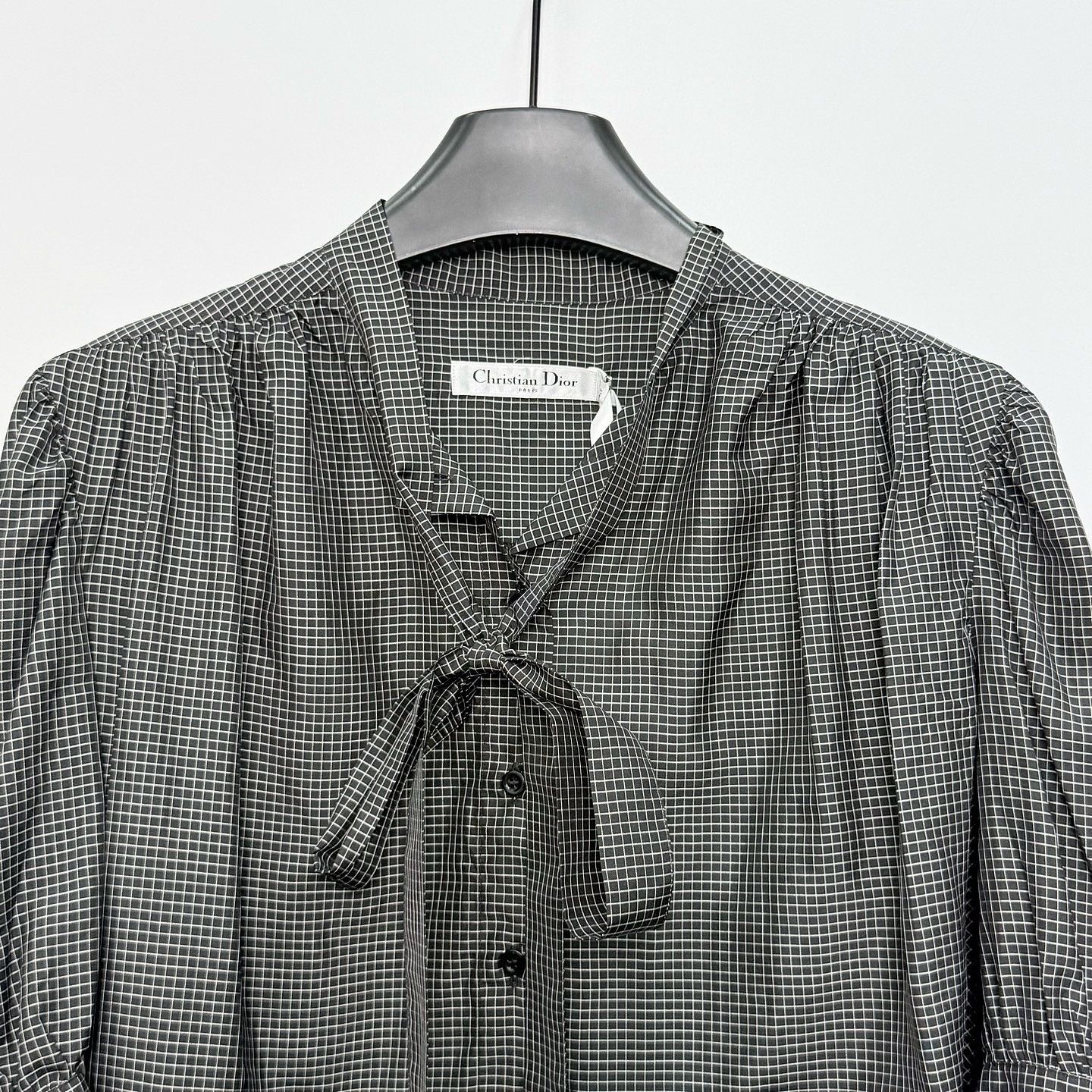 Dior Christian Dior Grid Silk Tie-Neck Blouse Size 38 Size XS / US 0-2 / IT 36-38 - 6 Thumbnail