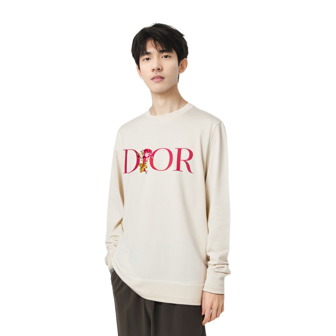 Dior Dior Rose Logo Knit Sweater White Size M Size US M / EU 48-50 / 2 - 8 Thumbnail