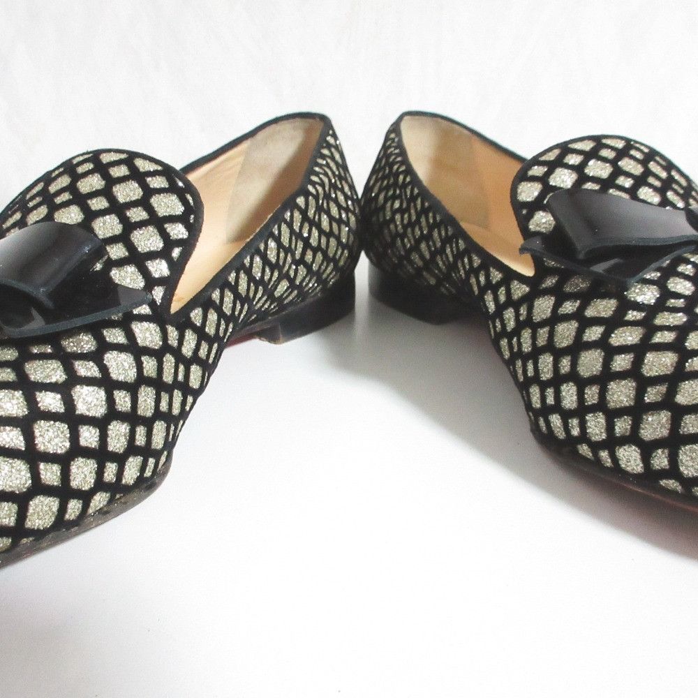 Christian Louboutin Christian Louboutin Christian Louboutin Glitter Loafers Textile Shoes DUTY FREE for USA Size ONE SIZE - 4 Thumbnail