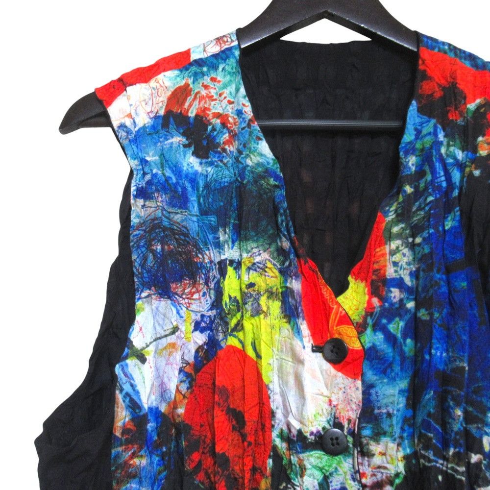 Issey Miyake Issey Miyake Issey Miyake Men Flower Print Reversible Pleated Vest Textile Tops ME31FE016 DUTY FREE for USA Size ONE SIZE - 3 Thumbnail