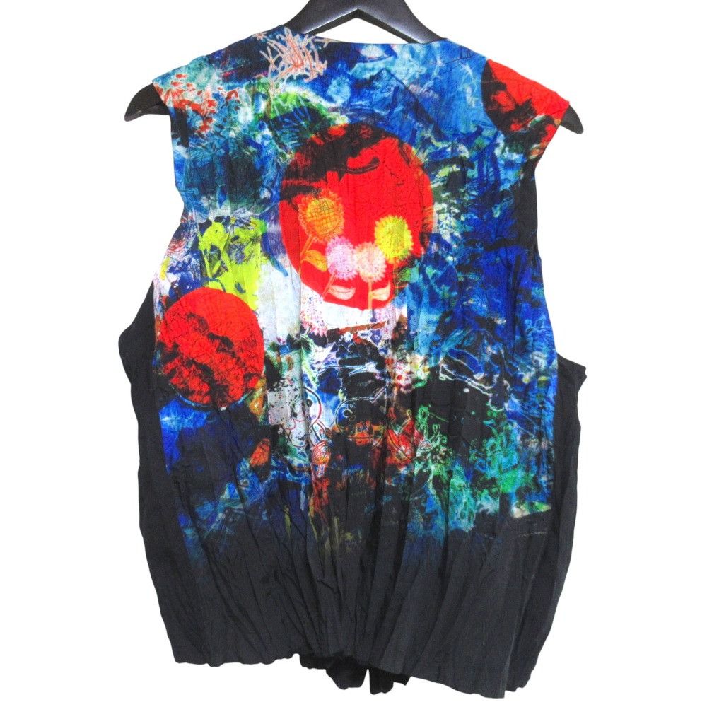 Issey Miyake Issey Miyake Issey Miyake Men Flower Print Reversible Pleated Vest Textile Tops ME31FE016 DUTY FREE for USA Size ONE SIZE - 2 Thumbnail