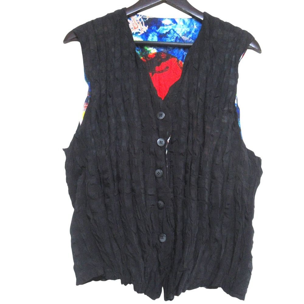 Issey Miyake Issey Miyake Issey Miyake Men Flower Print Reversible Pleated Vest Textile Tops ME31FE016 DUTY FREE for USA Size ONE SIZE - 4 Thumbnail