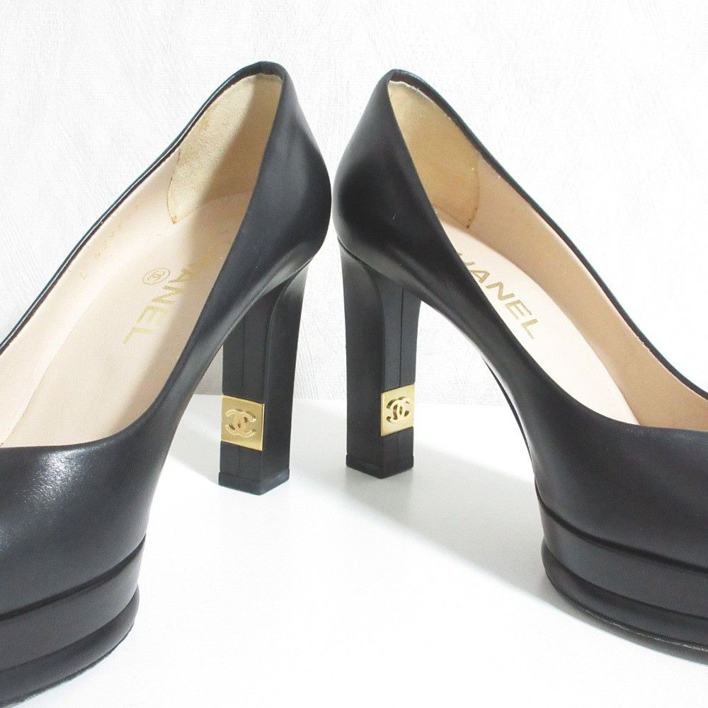 Chanel Chanel Chanel Coco Mark Heel Leather Pumps Leather Shoes G29311 DUTY FREE for USA Size ONE SIZE - 5 Thumbnail
