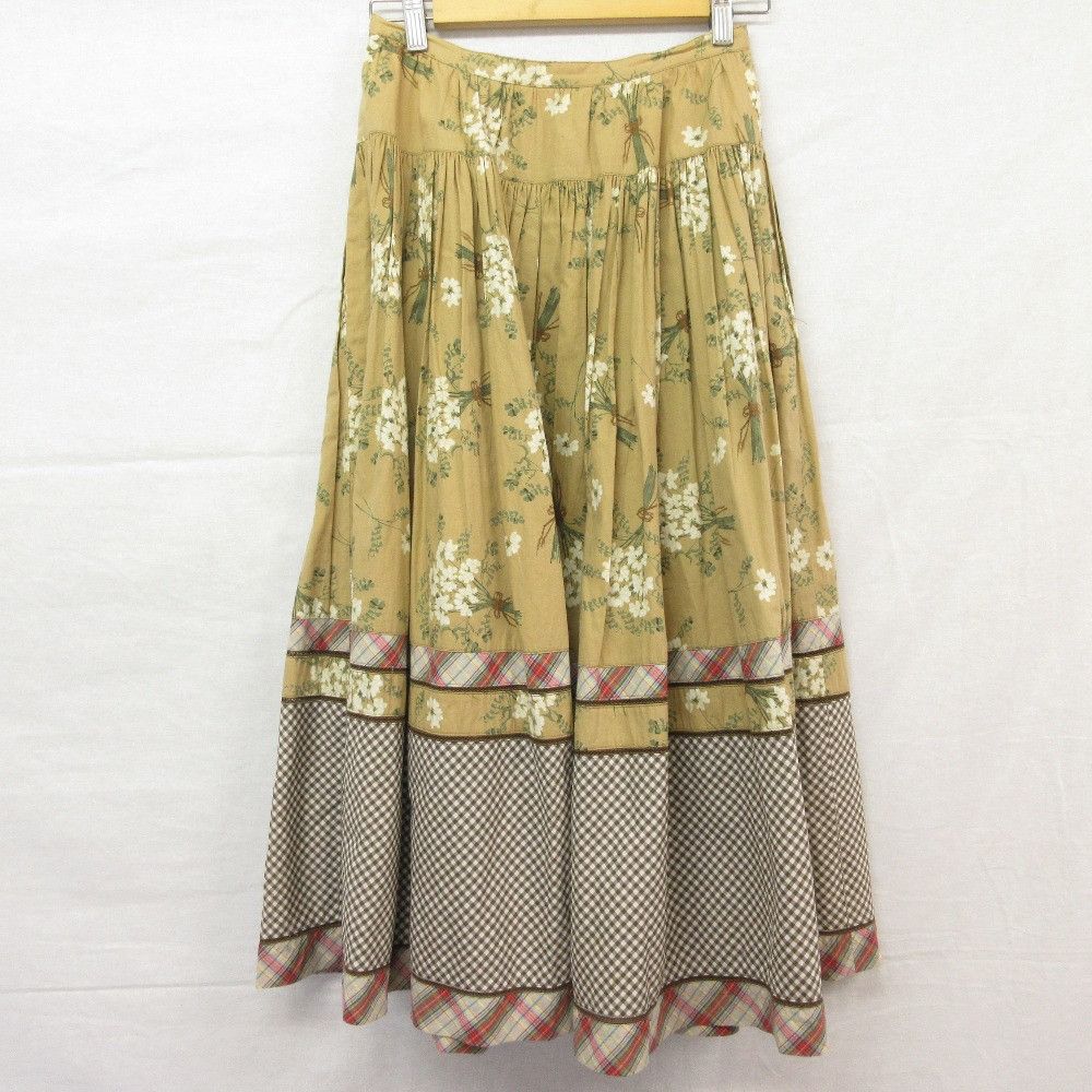 Other Other PINK HOUSE Flower Print Check Long Skirt Textile Skirts DUTY FREE for USA Size ONE SIZE - 2 Thumbnail