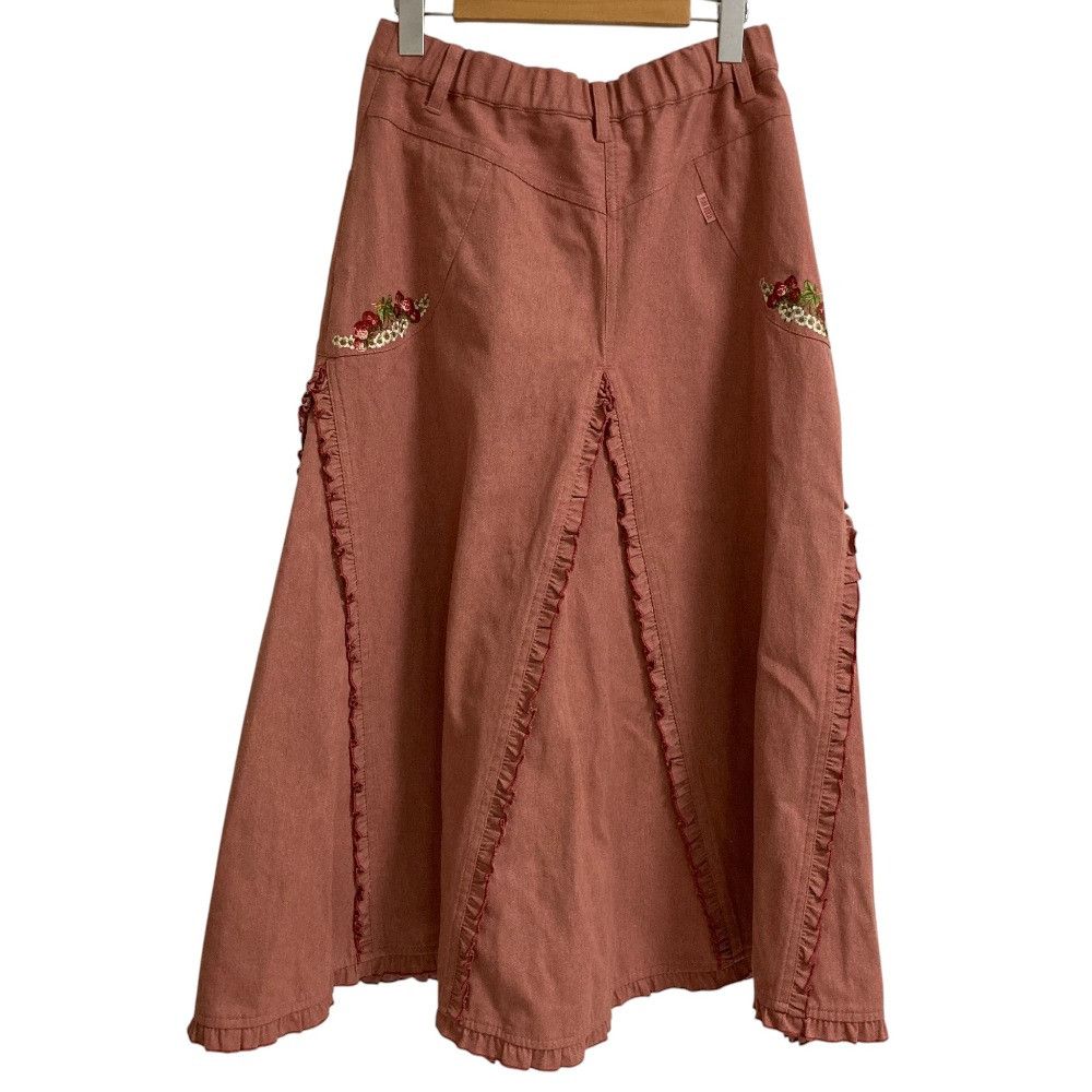 Other Other PINK HOUSE Flower Embroidered Frill Denim Skirt Textile Skirts A2123FSY375 DUTY FREE for USA Size ONE SIZE - 3 Thumbnail