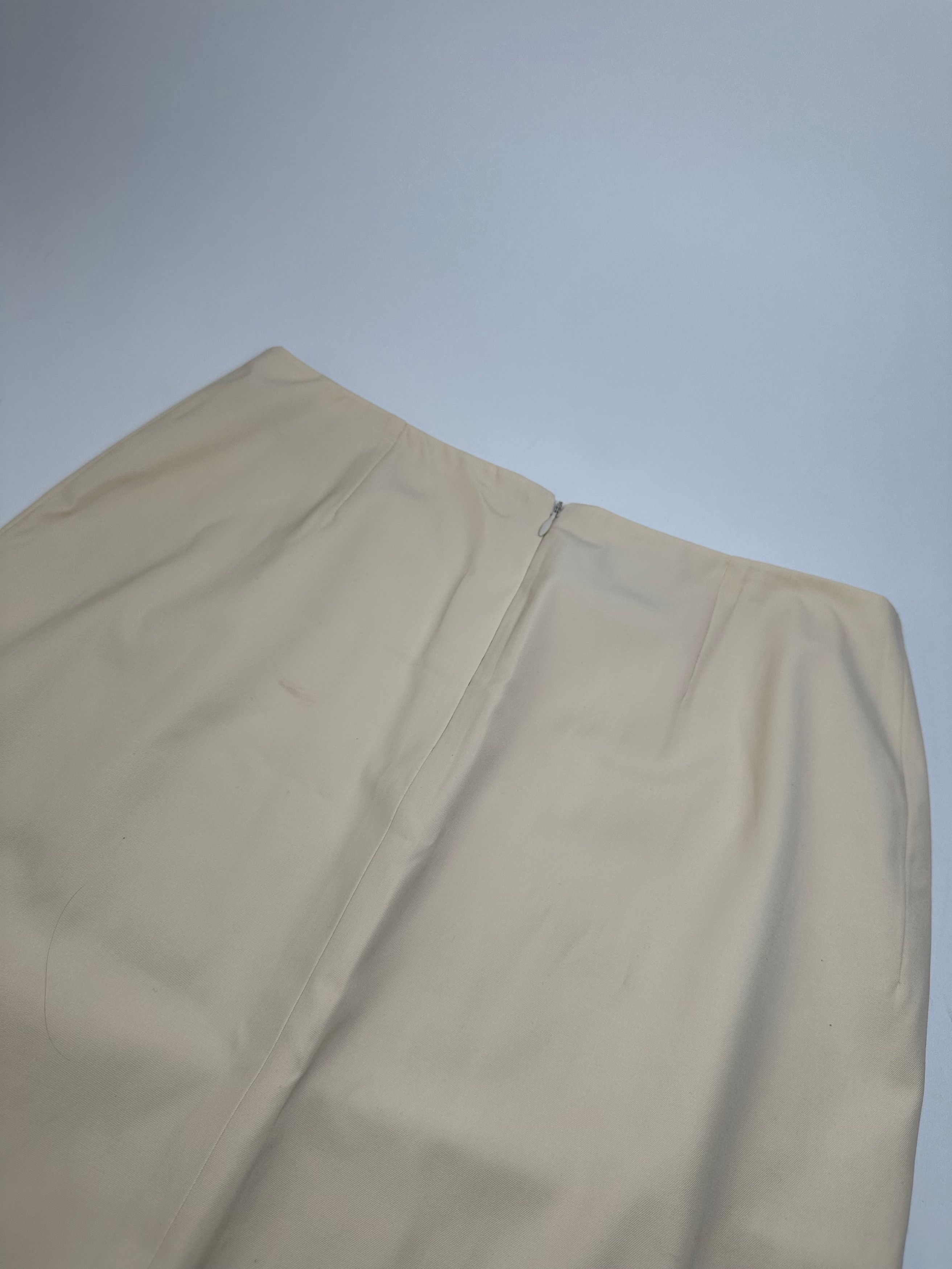 Celine Cream Wool Blend Tailored Skirt with Slit Detail Size 34" / US 12 / IT 48 - 11 Thumbnail
