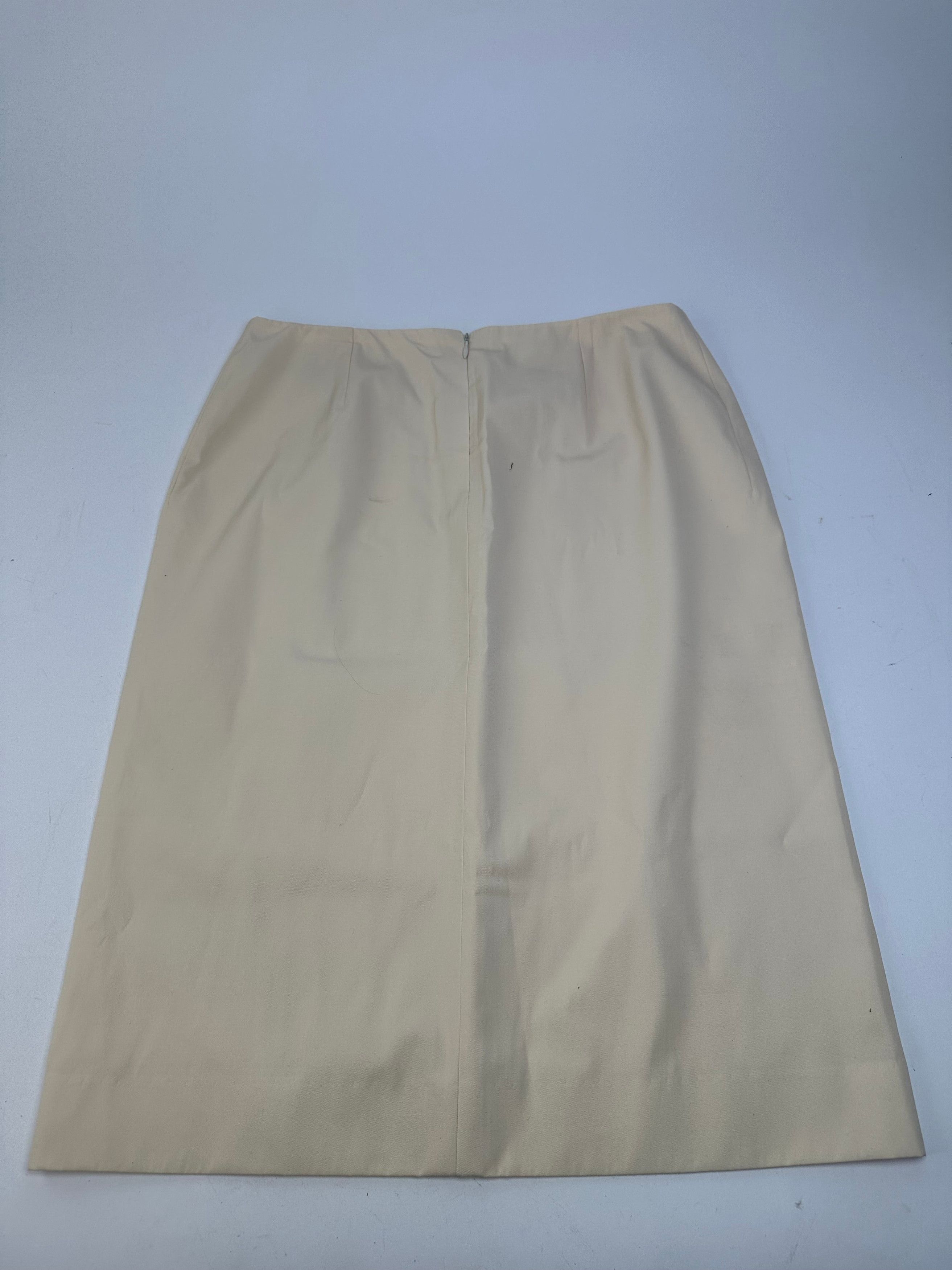 Celine Cream Wool Blend Tailored Skirt with Slit Detail Size 34" / US 12 / IT 48 - 9 Thumbnail