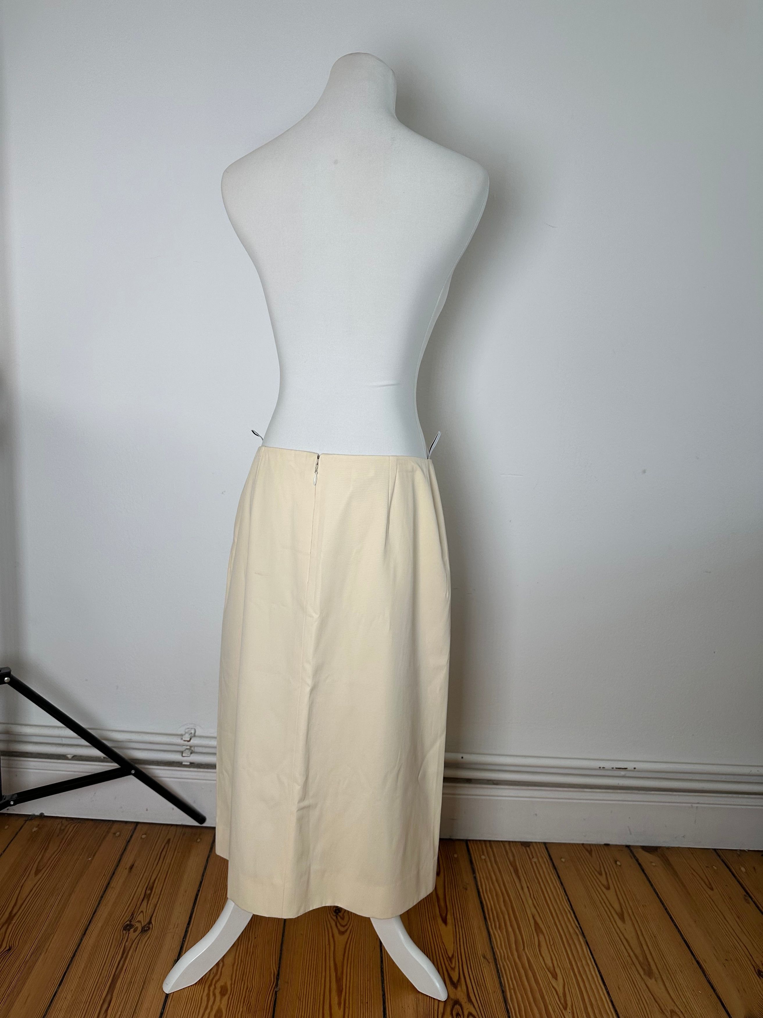 Celine Cream Wool Blend Tailored Skirt with Slit Detail Size 34" / US 12 / IT 48 - 3 Thumbnail