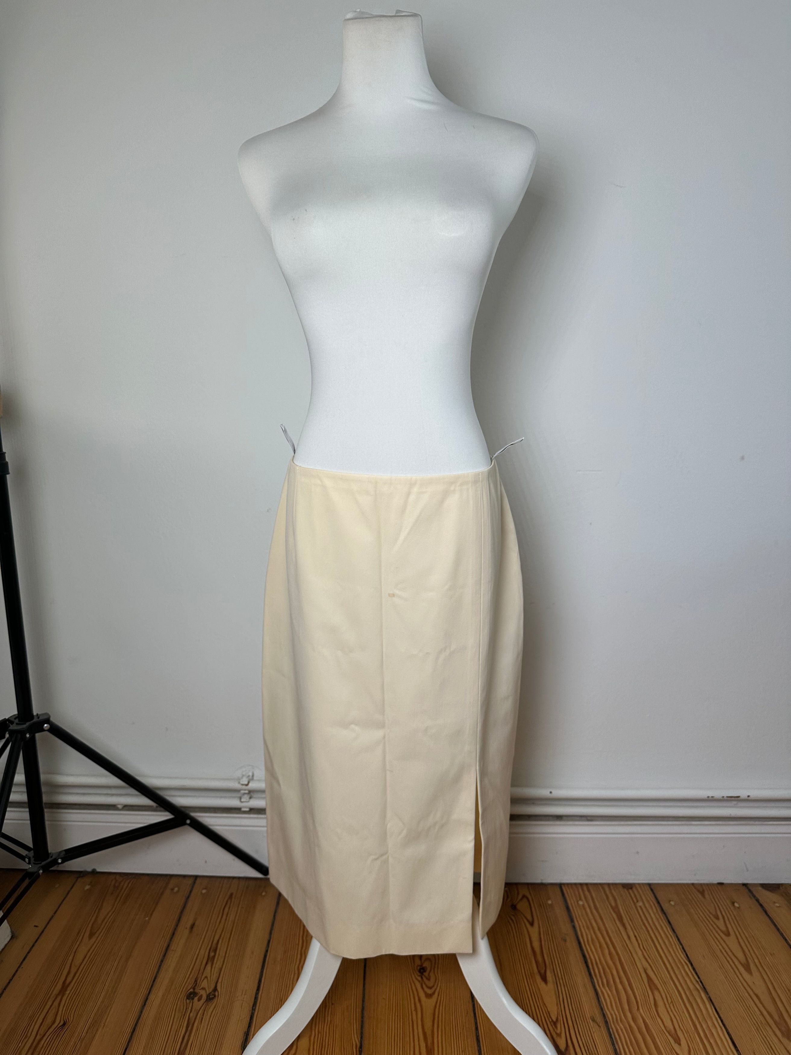 Celine Cream Wool Blend Tailored Skirt with Slit Detail Size 34" / US 12 / IT 48 - 10 Thumbnail