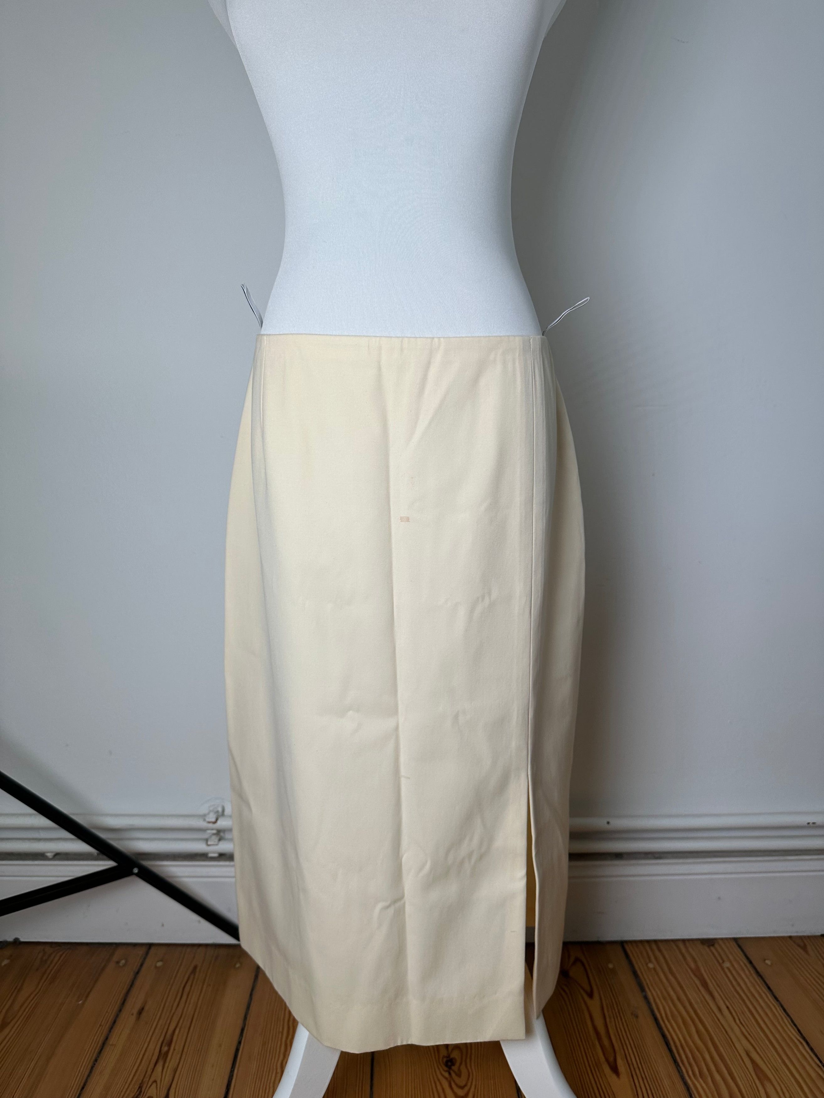 Celine Cream Wool Blend Tailored Skirt with Slit Detail Size 34" / US 12 / IT 48 - 13 Thumbnail