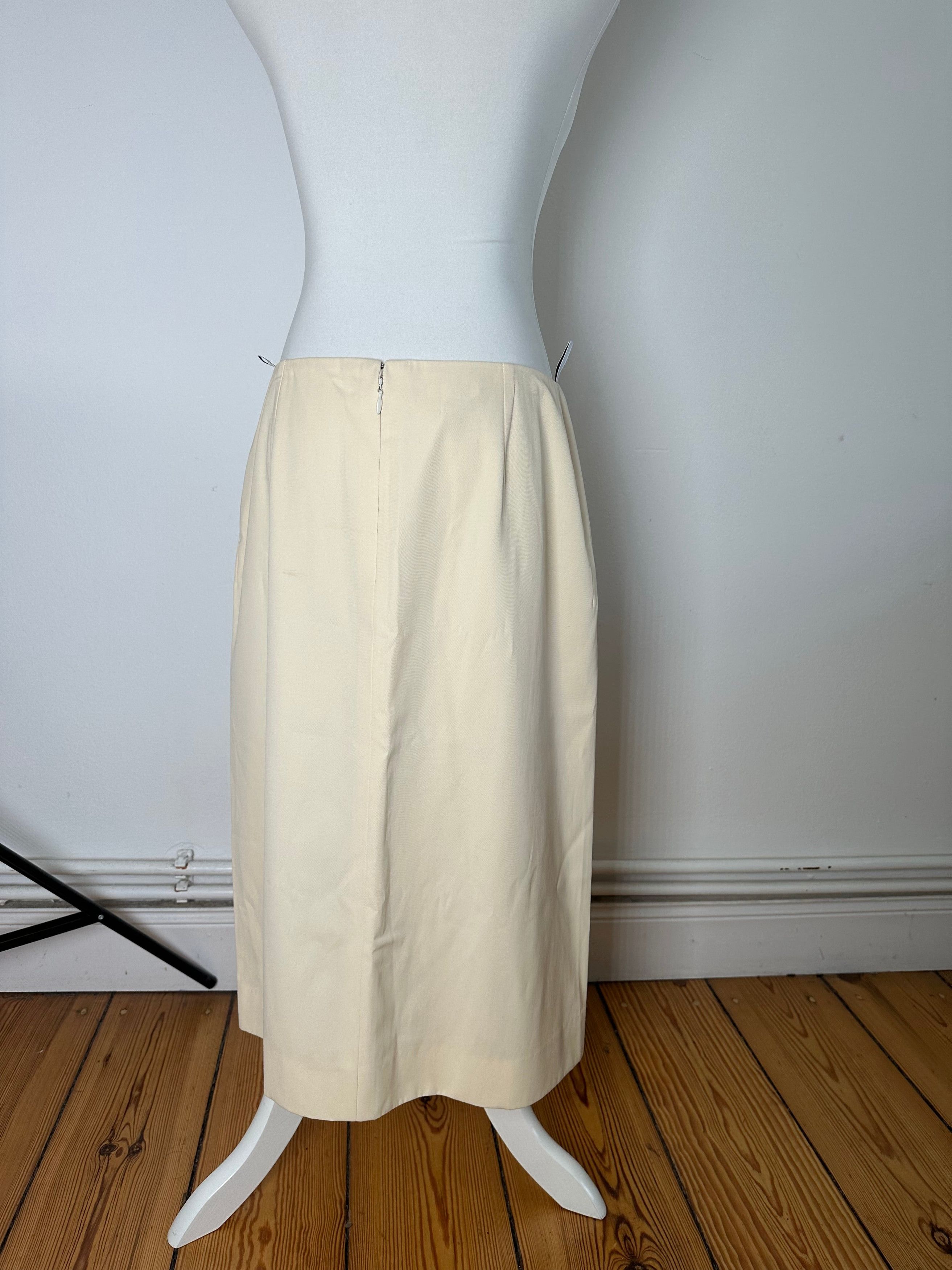 Celine Cream Wool Blend Tailored Skirt with Slit Detail Size 34" / US 12 / IT 48 - 14 Thumbnail