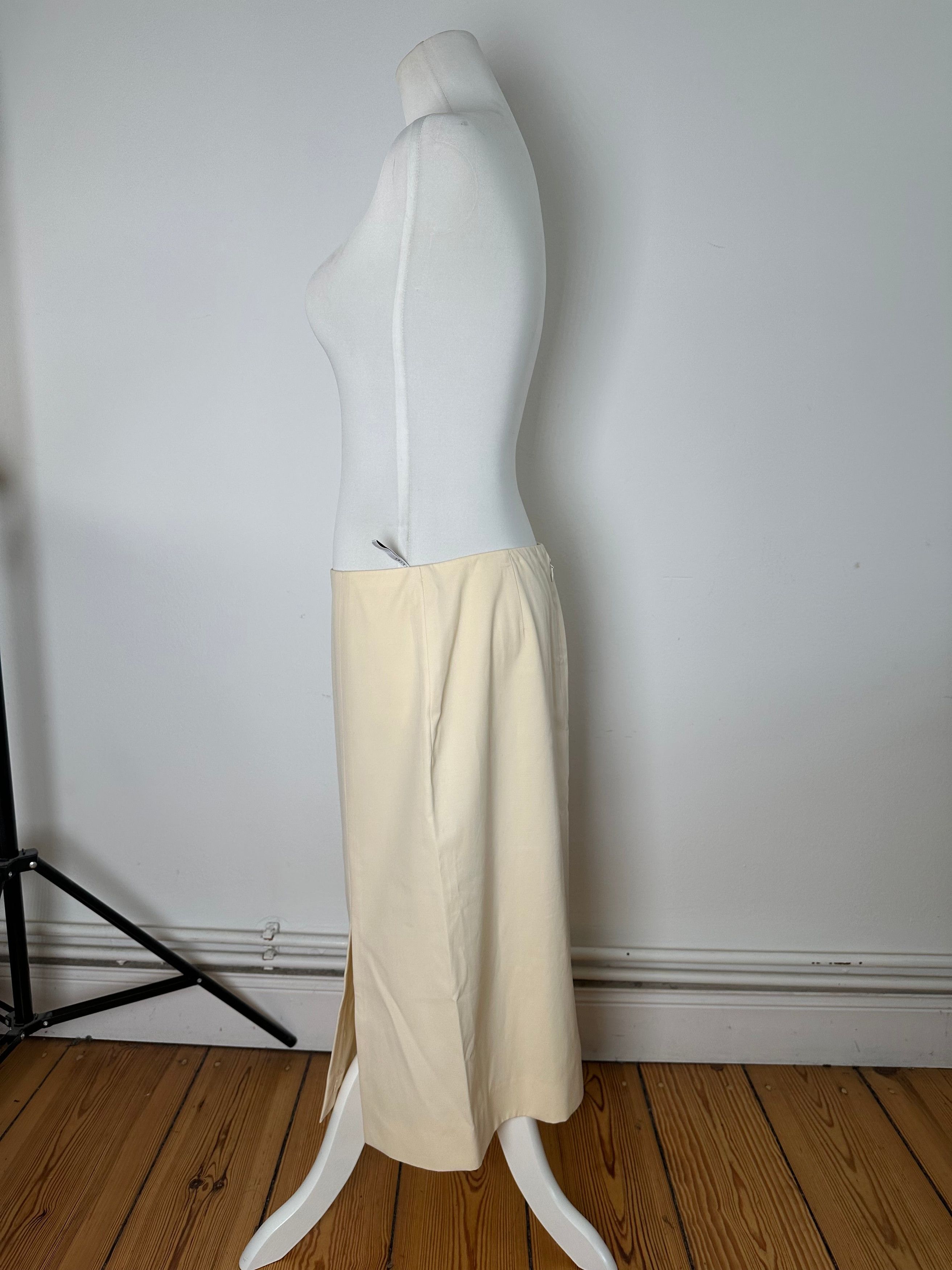 Celine Cream Wool Blend Tailored Skirt with Slit Detail Size 34" / US 12 / IT 48 - 2 Thumbnail