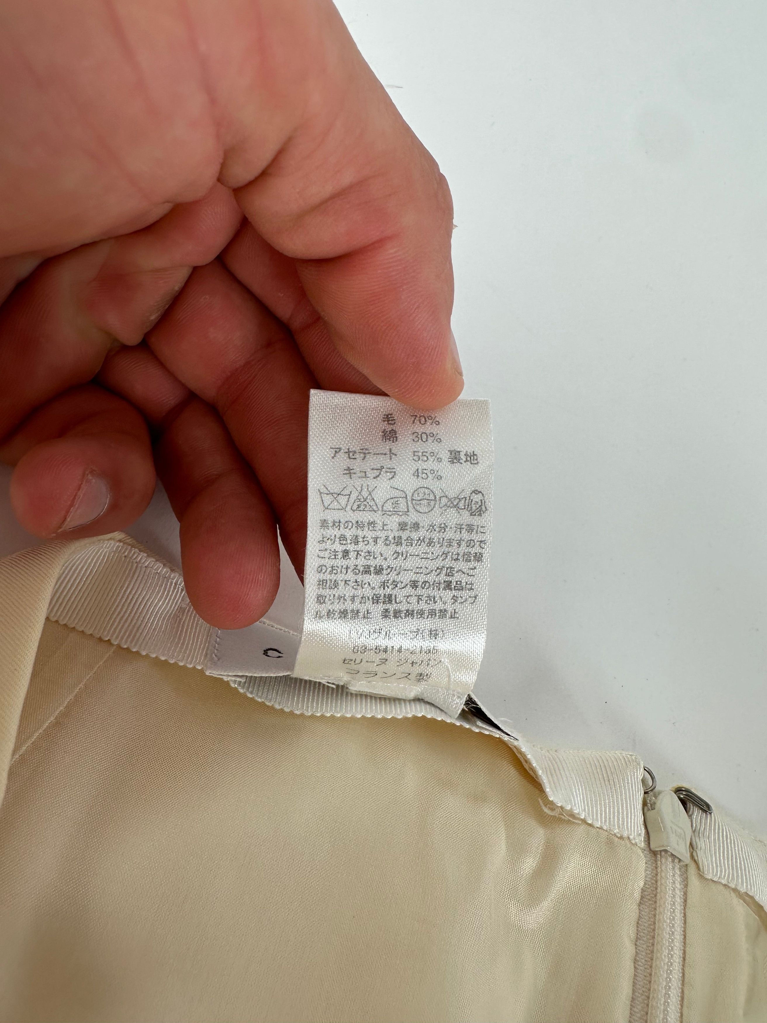 Celine Cream Wool Blend Tailored Skirt with Slit Detail Size 34" / US 12 / IT 48 - 5 Thumbnail