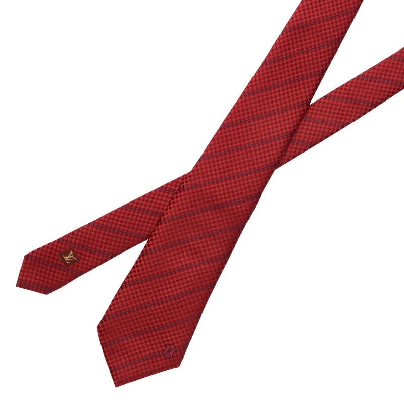 Louis Vuitton Louis Vuitton Micro Damier Regimental Tie Red Size ONE SIZE - 3 Thumbnail