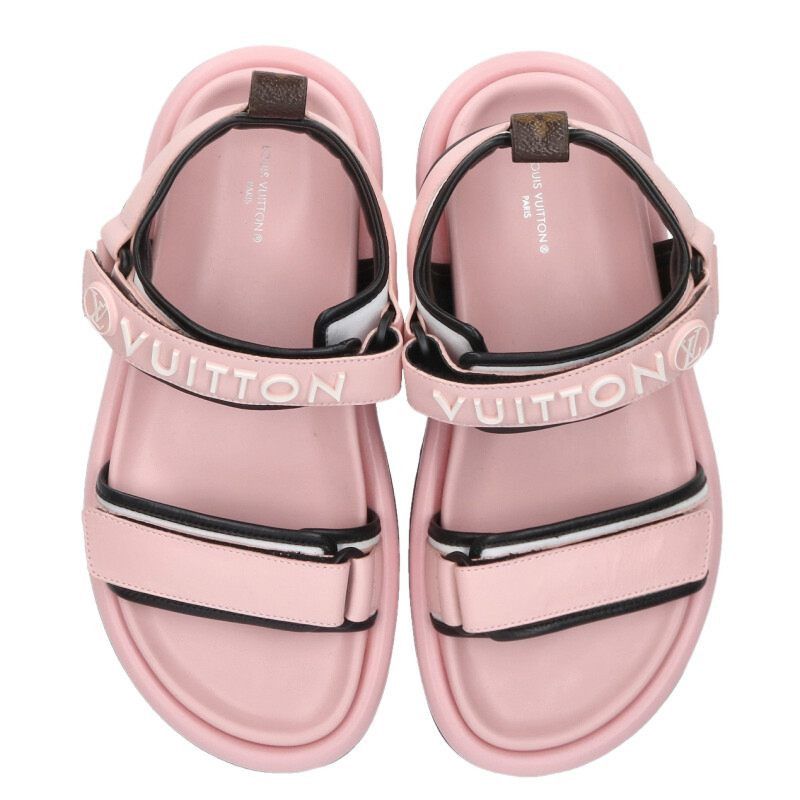 Louis Vuitton Louis Vuitton Logo Sandals Pink x Black Size 38 Size US 5.5 / EU 38 - 4 Thumbnail