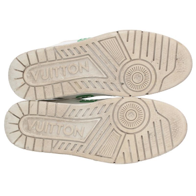 Louis Vuitton Louis Vuitton LV Leather Sneakers White x Green Size 8 Size US 8 / EU 41 - 3 Thumbnail