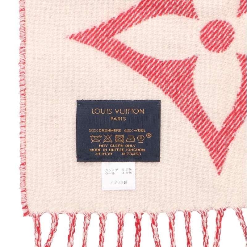 Louis Vuitton Louis Vuitton Monogram scarf Red x White Size ONE SIZE - 3 Thumbnail