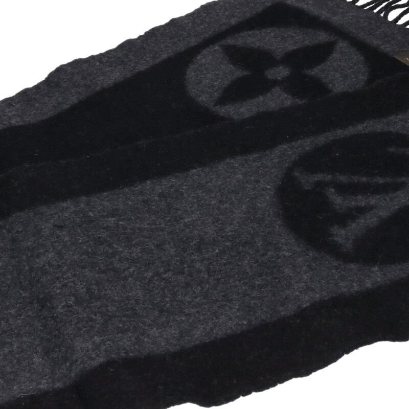 Louis Vuitton Louis Vuitton Scarf Black x Gray Size ONE SIZE - 3 Thumbnail